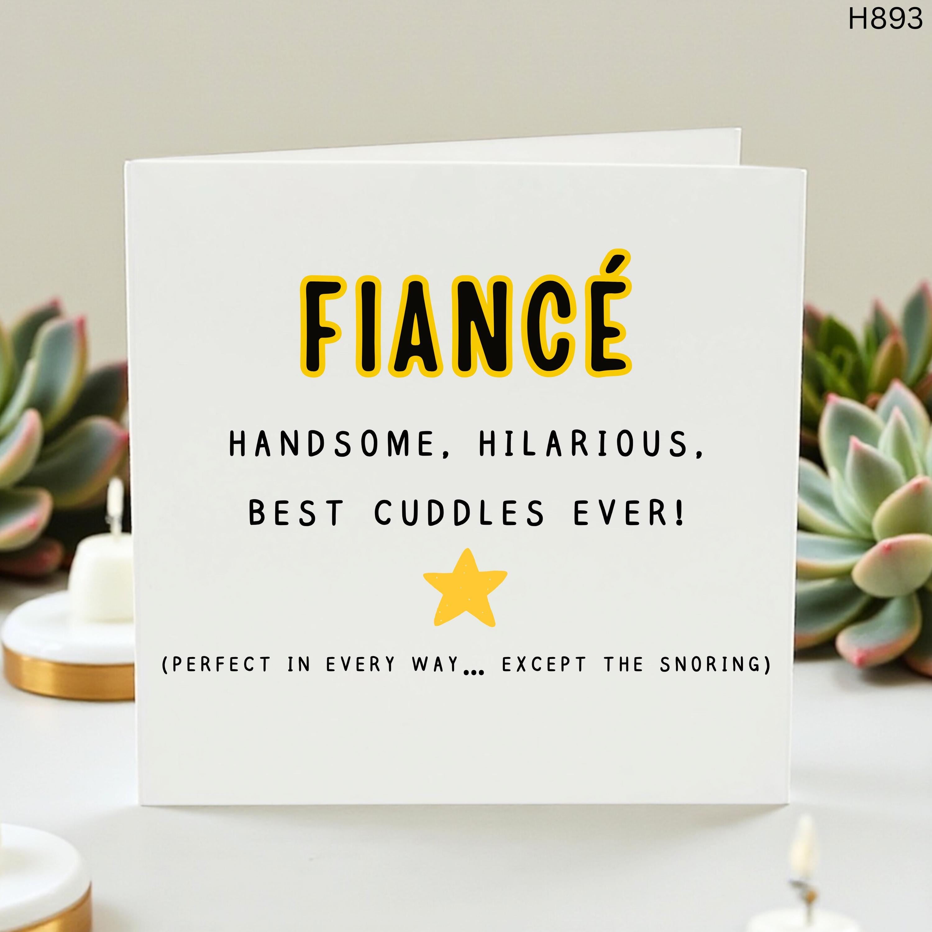 Funny Fiancé Birthday Card, Sarcastic Anniversary Card for Him, Handsome Fiancé Gift, Husband to Be Card, Snoring Joke Card