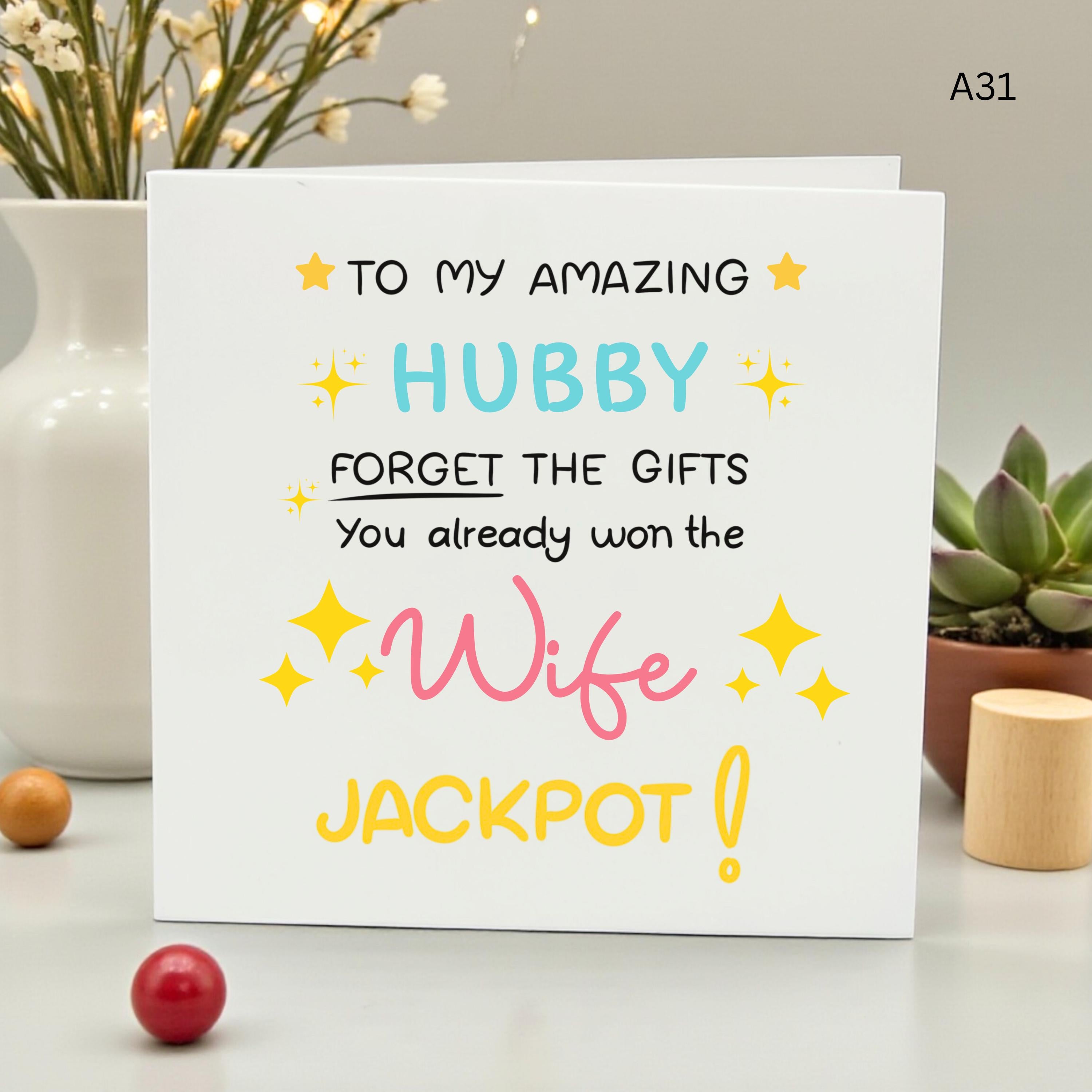 Funny Hubby Birthday Card Cute Husband Anniversary Card from Wife Sarcastic Card to Hubby Joke Greeting Card for Him
