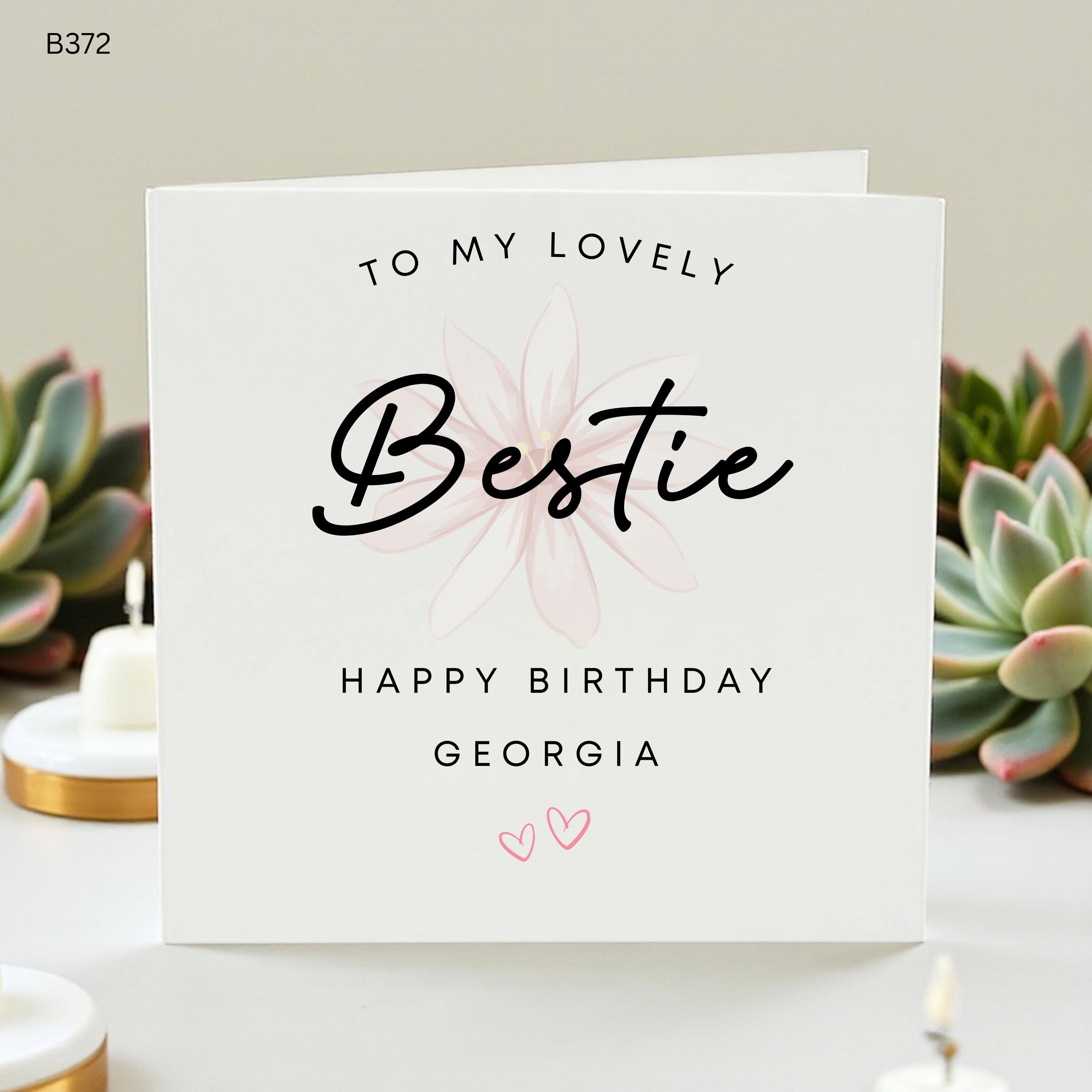 Personalised Bestie Birthday Card Custom Name Georgia Birthday Card Best Friend Card for Her Lovely Bestie Floral Cute Greeting Card