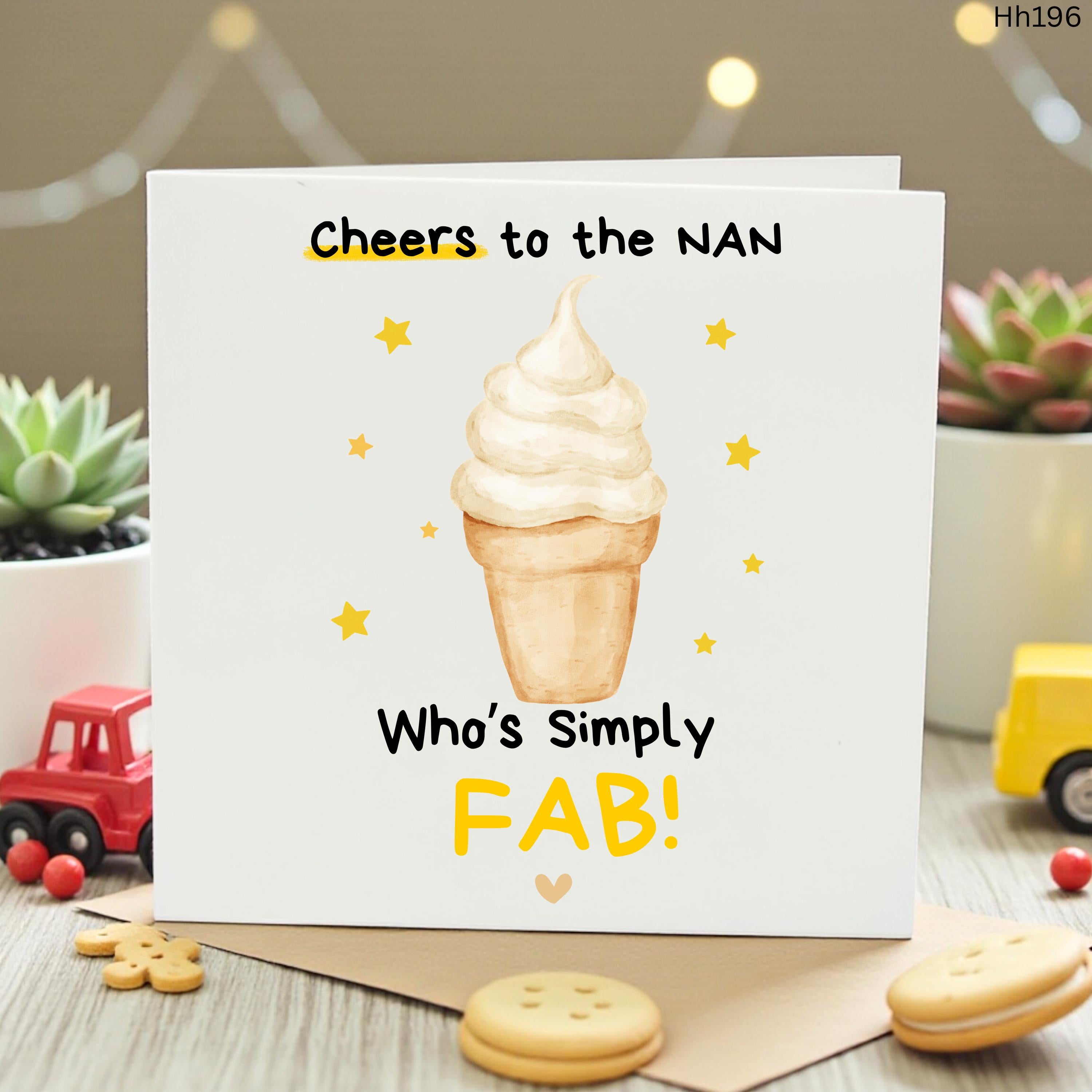 Cute Nan Birthday Card, Ice Cream Birthday Card for Nanna, Cheers to Nan Gift, Simply Fab Grandmother Card, Sweet Greeting Card for Her
