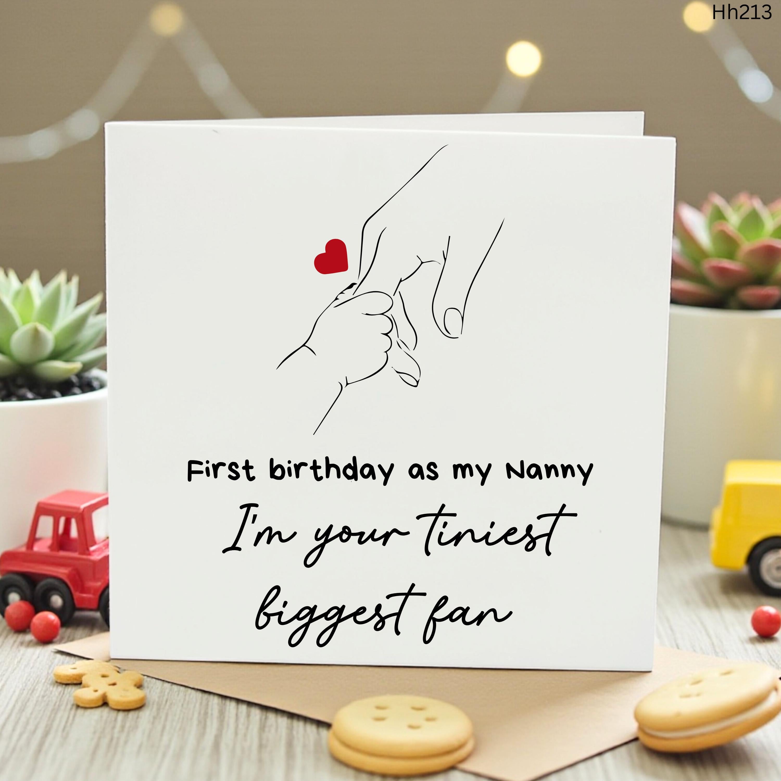 First Birthday as my Nanny Card, Cute Birthday Gift for Nanny from Baby Grandchild, Tiniest Biggest Fan Grandmother Greeting Card