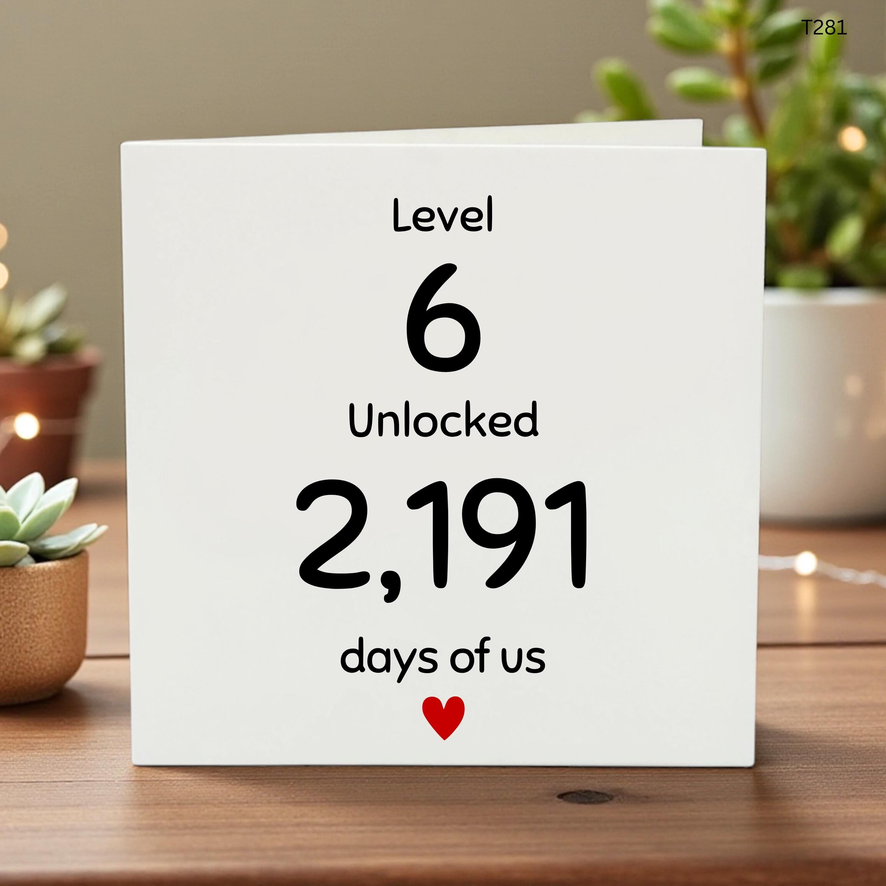 Gamer 6th Anniversary Card for Husband Boyfriend, Level 6 Unlocked Six Years Together Anniversary Gift, Cute Video Game Anniversary Card