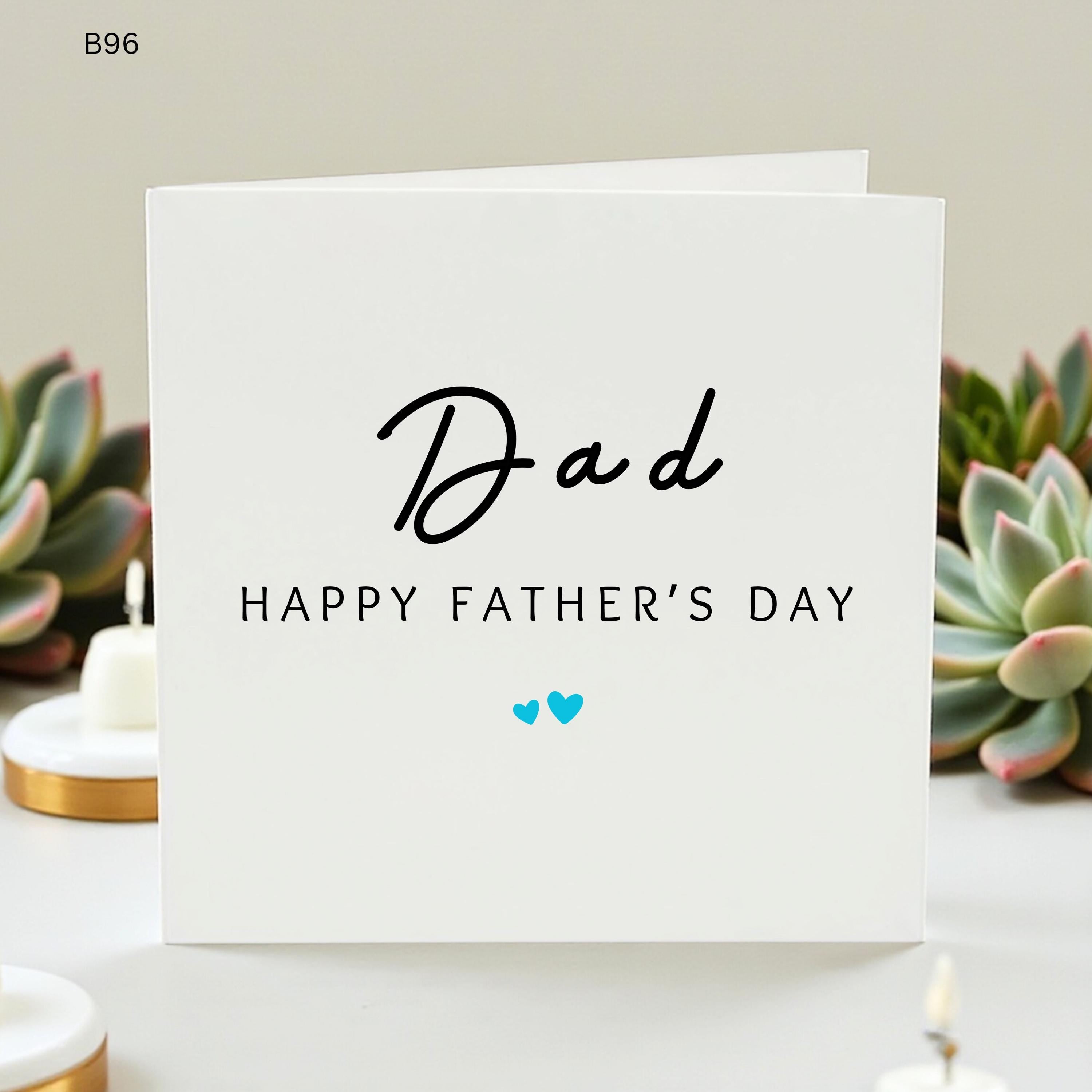 Dad Father's Day Card, Minimalist Dad Card From Daughter Son, Simple Daddy Card, Cute Heart Card, Personalised Card For Dad