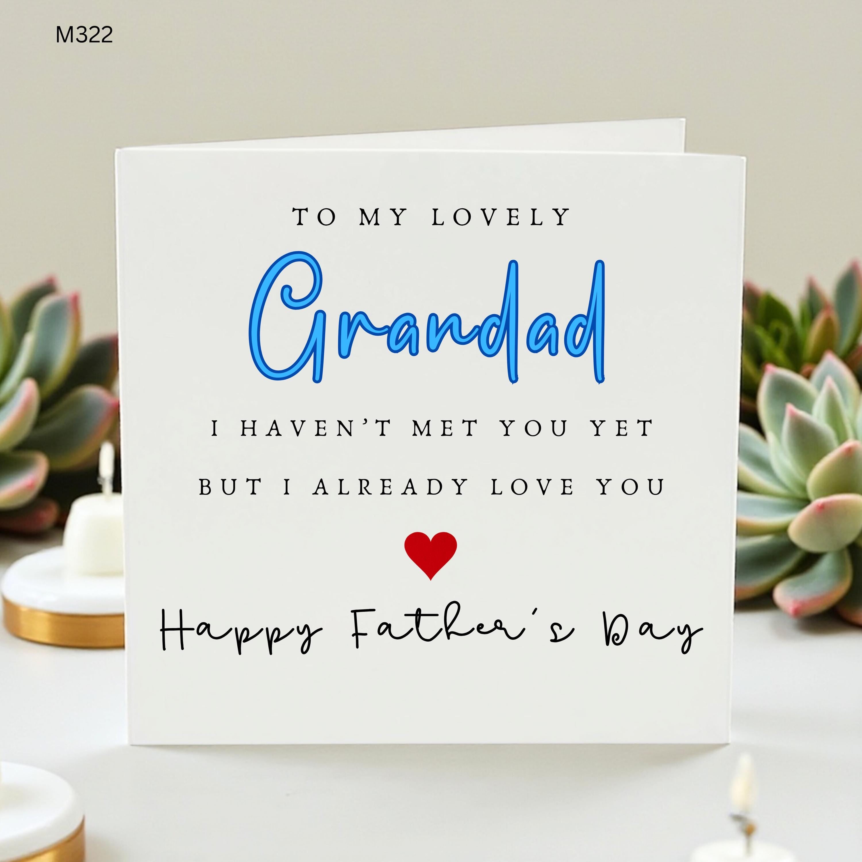 Grandad Fathers Day Card From Bump, Lovely Grandad Card, I Haven't Met You Yet But Love You, Pregnancy Reveal Card Gift