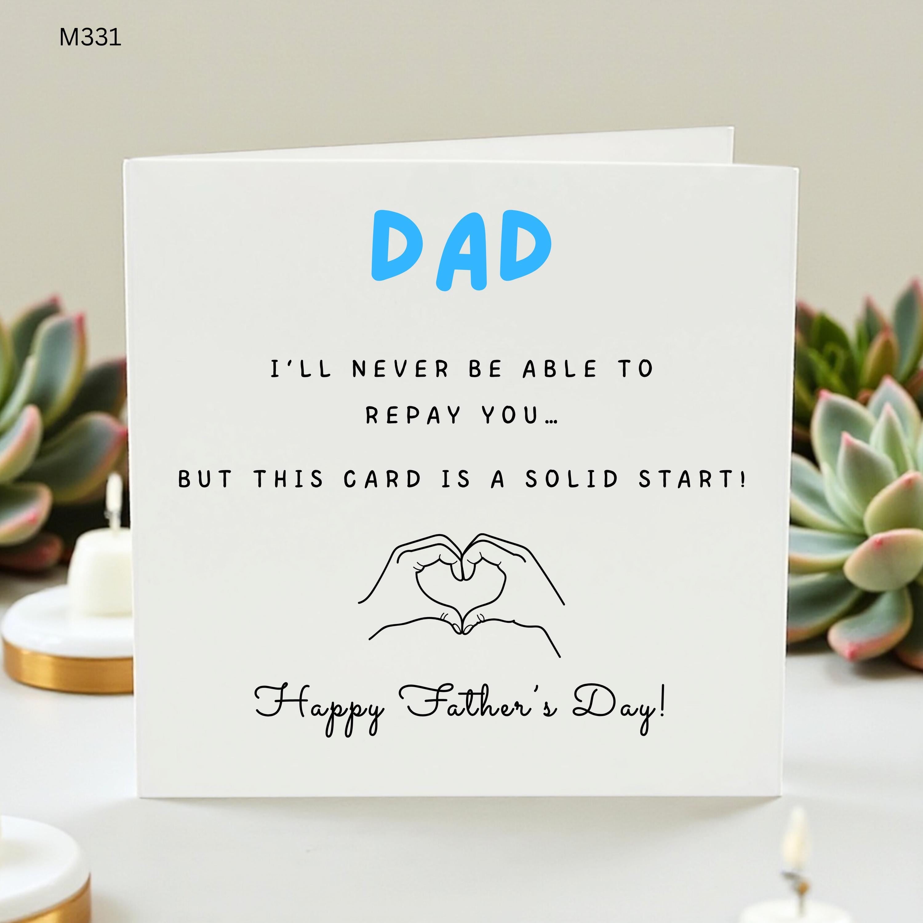 Funny Fathers Day Card From Daughter Son, Dad Repay You Joke Card, Cute Minimalist Dad Greeting Card, Thank You Dad Card Gift
