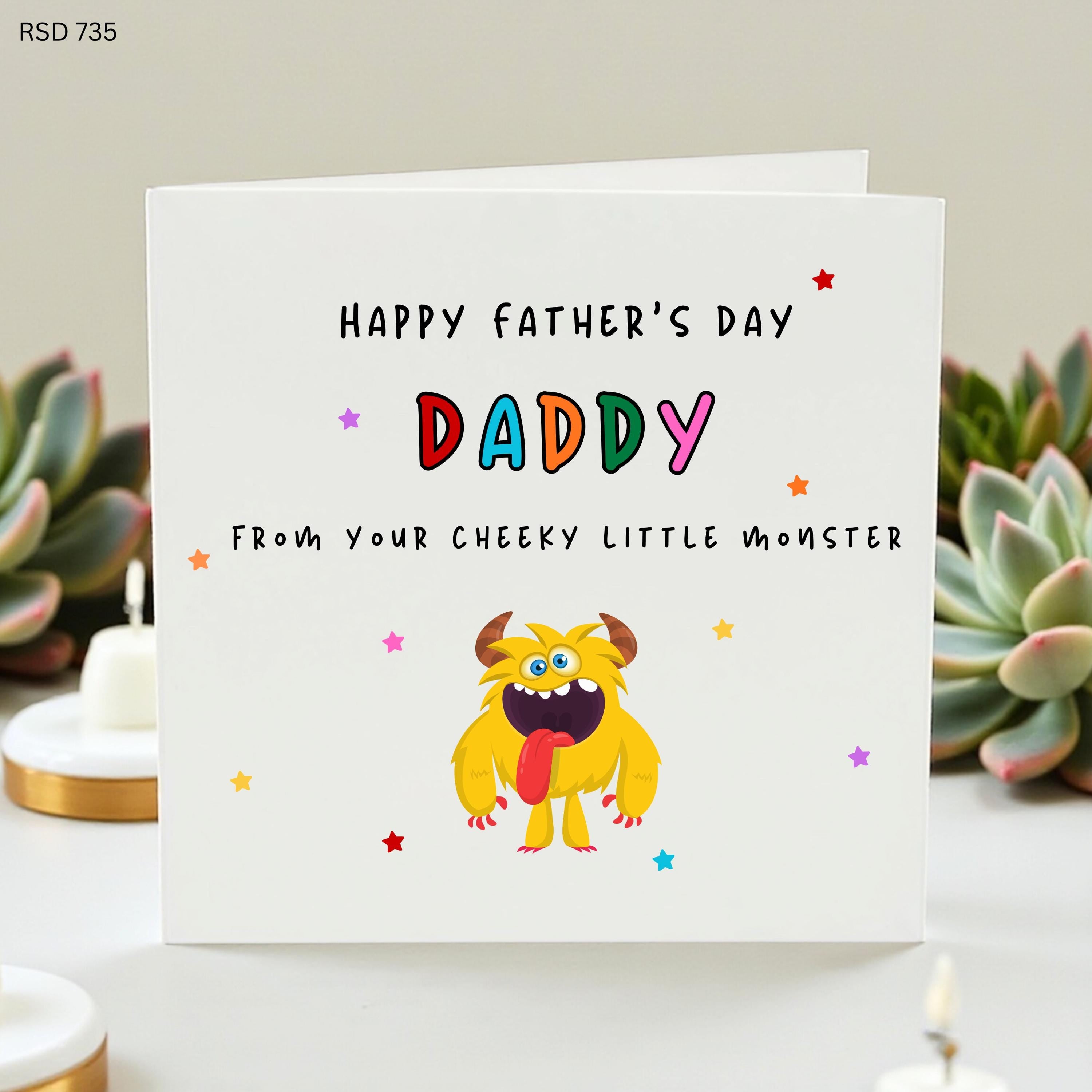 Daddy Father's Day Card From Cheeky Little Monster, Funny Dad Card From Son Daughter, Cute Monster Daddy Card, Kids Dad Gift