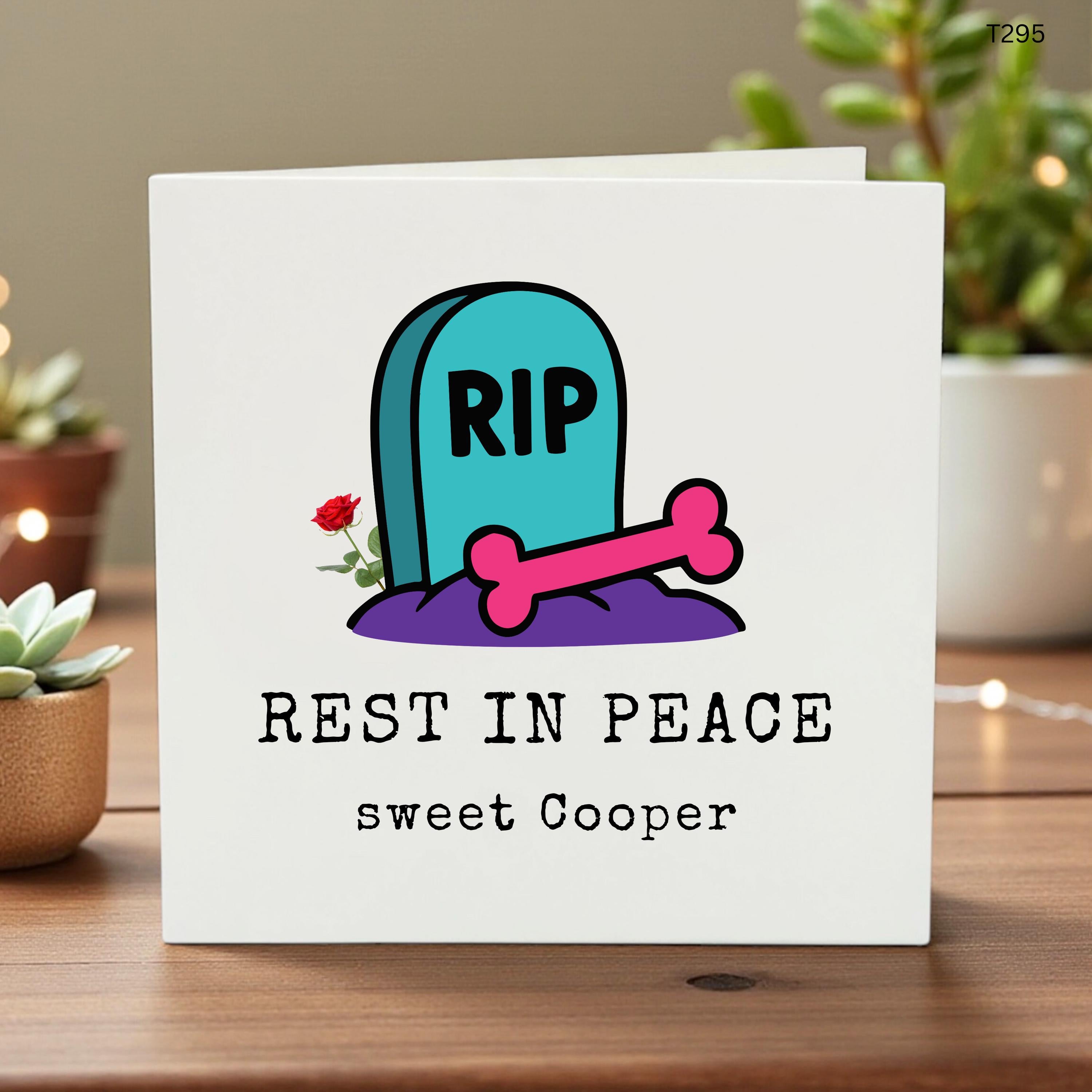 Personalized Dog Loss Sympathy Card, Custom Pet Condolence Greeting Card for Cooper, Rest in Peace Puppy Memorial Gift, Dog Passing Card