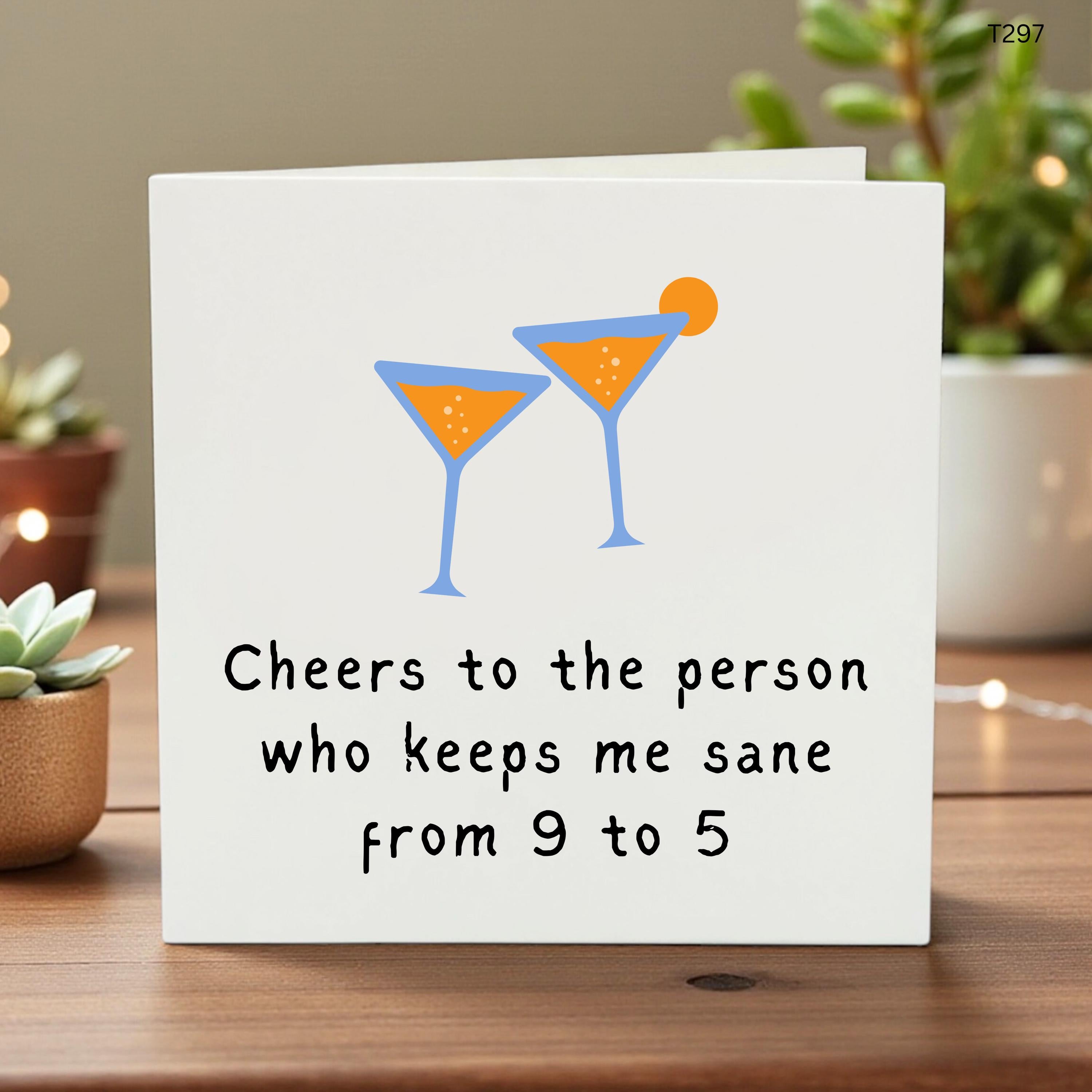 Funny Coworker Birthday Card, Funny Work Bestie Card, Work Anniversary Card, Office Friend Leaving Gift, Cocktail 9 to 5 Card