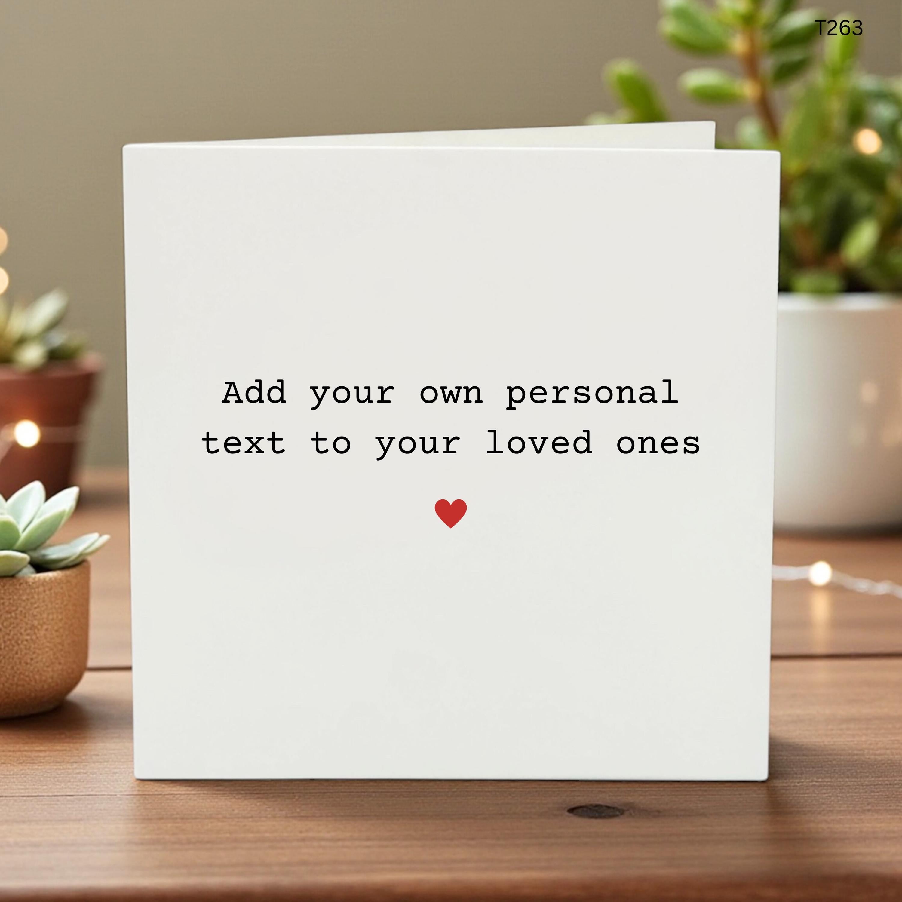 Custom Personalized Card for Any Occasion, Create Your Own Message Card, Minimalist Typewriter Font Greeting Card, Personalized Heart Card