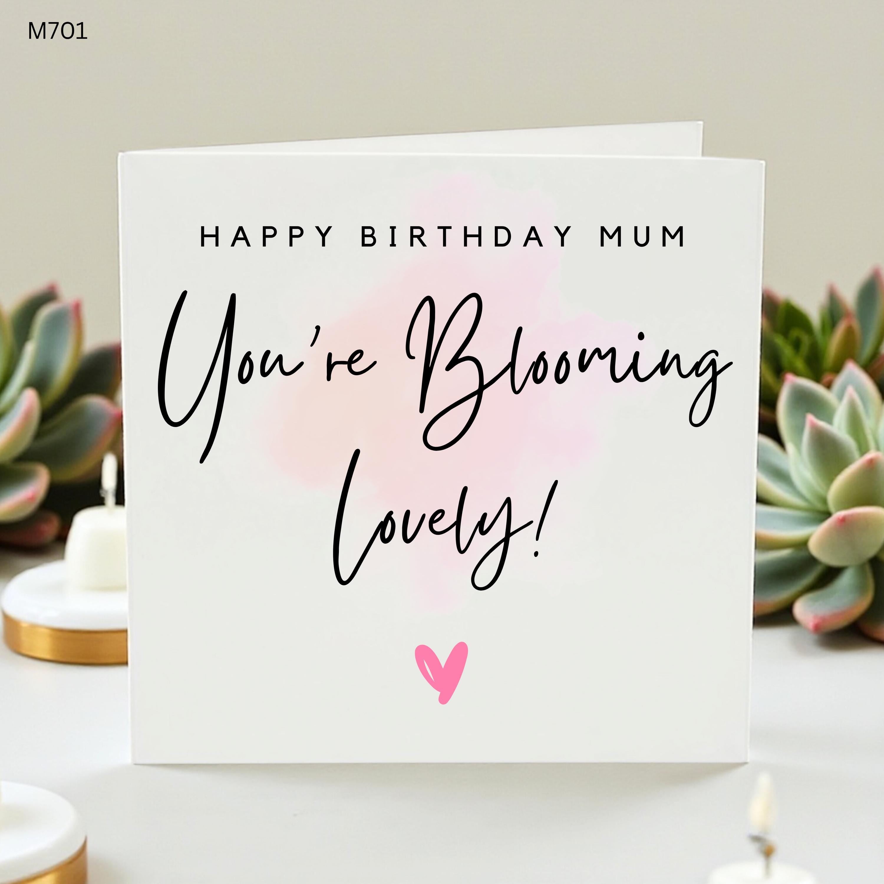 Happy Birthday Mum Card, Blooming Lovely Mother Birthday Card, Cute Floral Birthday Gift for Mom, Pretty Card for Mummy from Daughter Son,