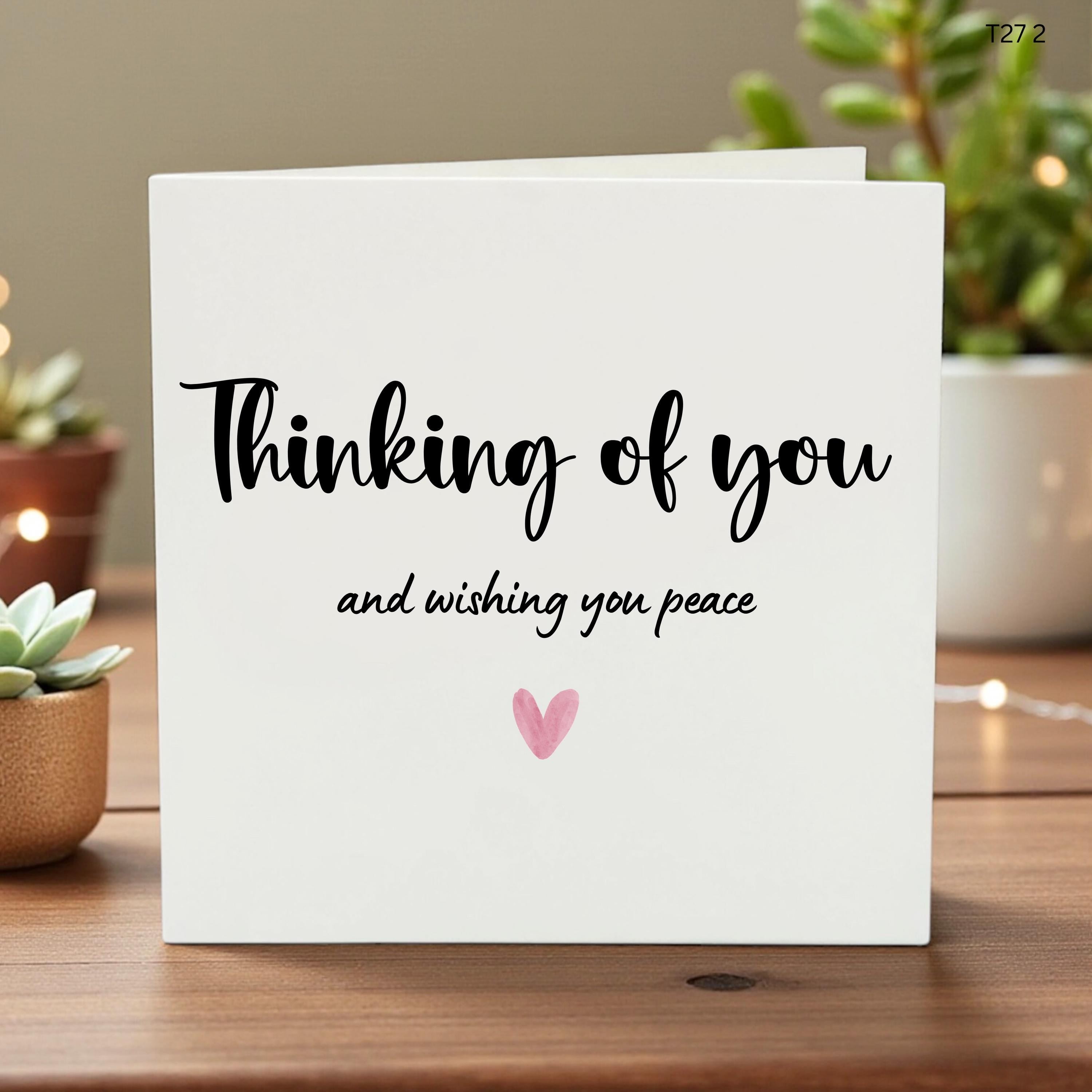 Thinking of You and Wishing You Peace Card, Sympathy Card for Loss of Loved One, Simple Bereavement Card, Minimalist Get Well Soon Gift