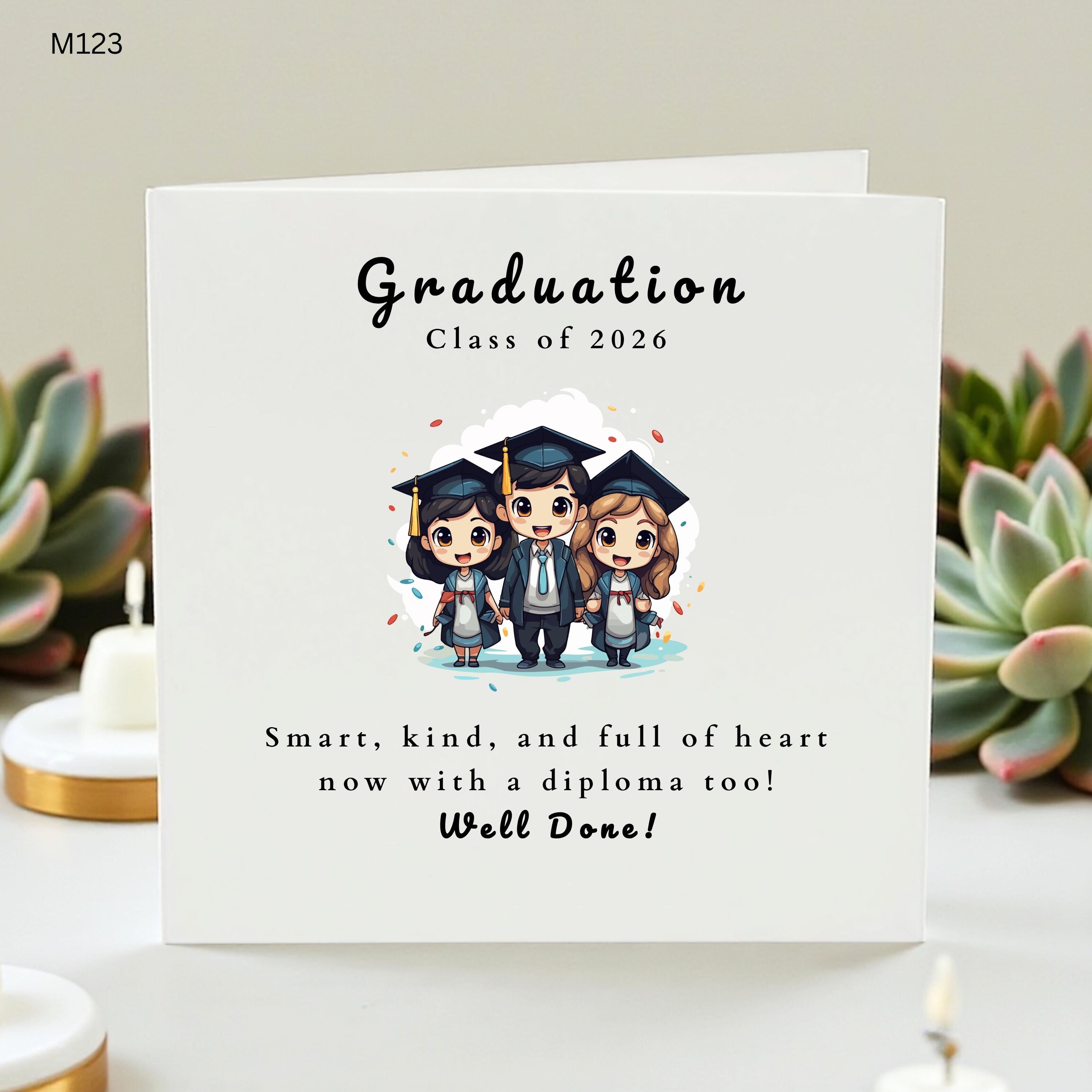 raduation Card Class of 2026, Well Done with a Diploma Too, Smart Kind and Full of Heart Grad Card, Personalized High School Graduation Gift