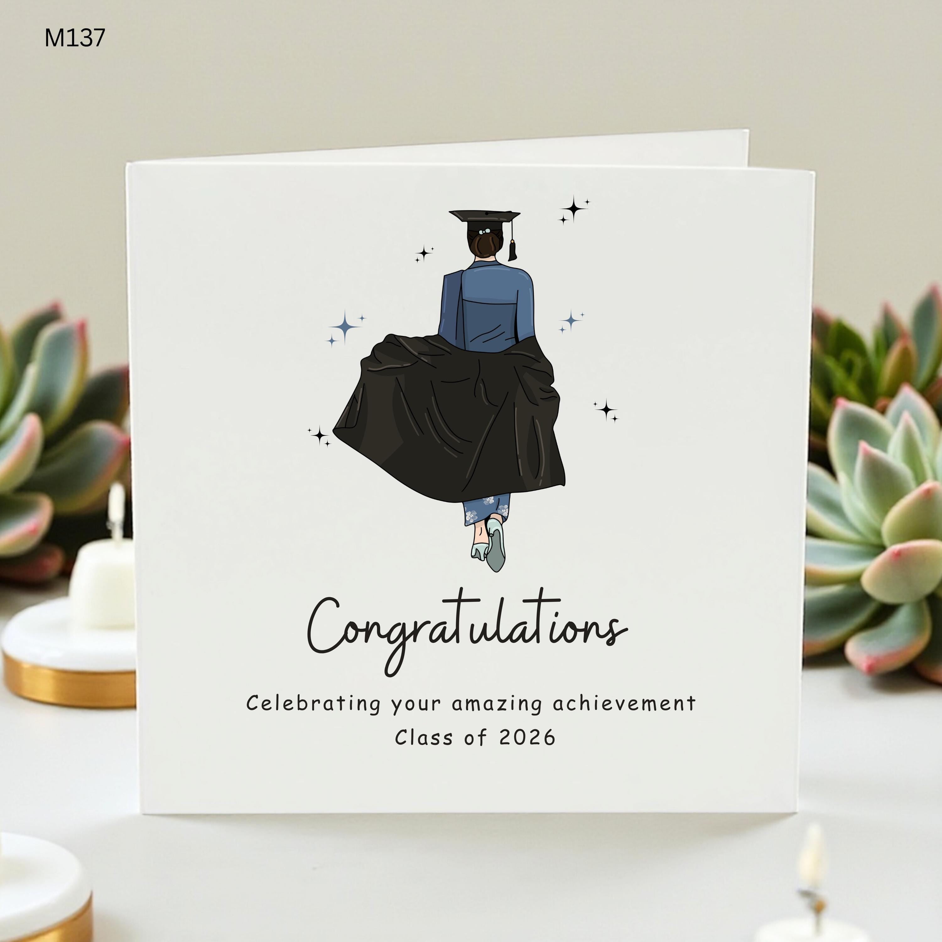 Personalised Graduation Card for Her | Congratulations on Your Graduation Card | Female Graduate Illustration | University College Grad Card