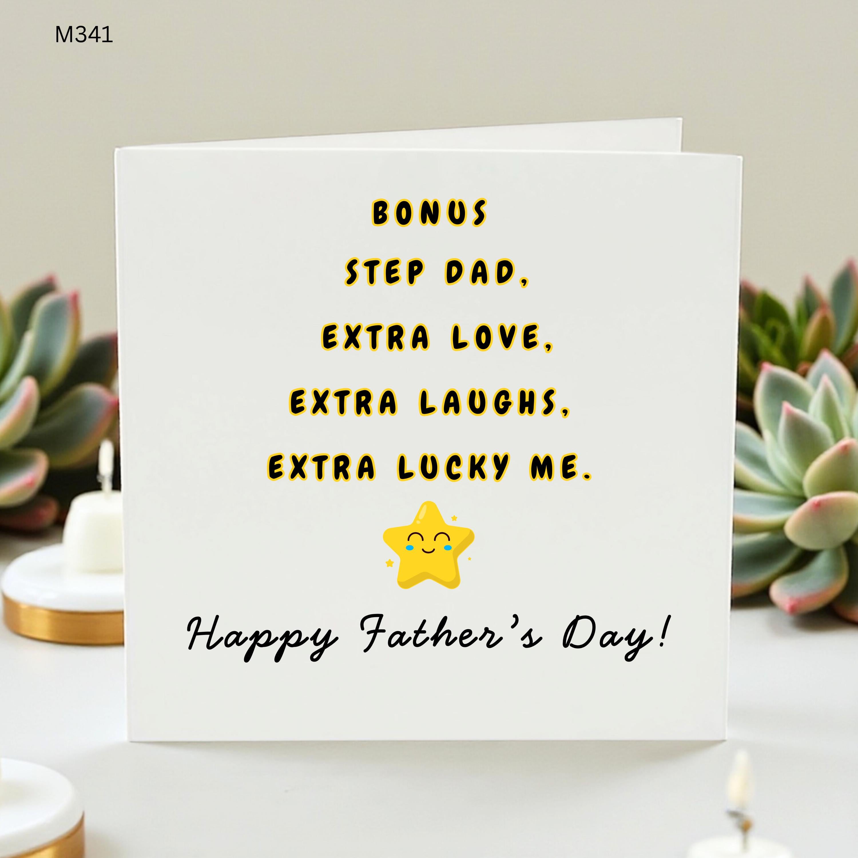 Bonus Step Dad Father's Day Card, Extra Lucky Me Stepdad Gift,Personalize Father’s Day Card for Bonus Dad, Meaningful Step-Dad Greeting Card