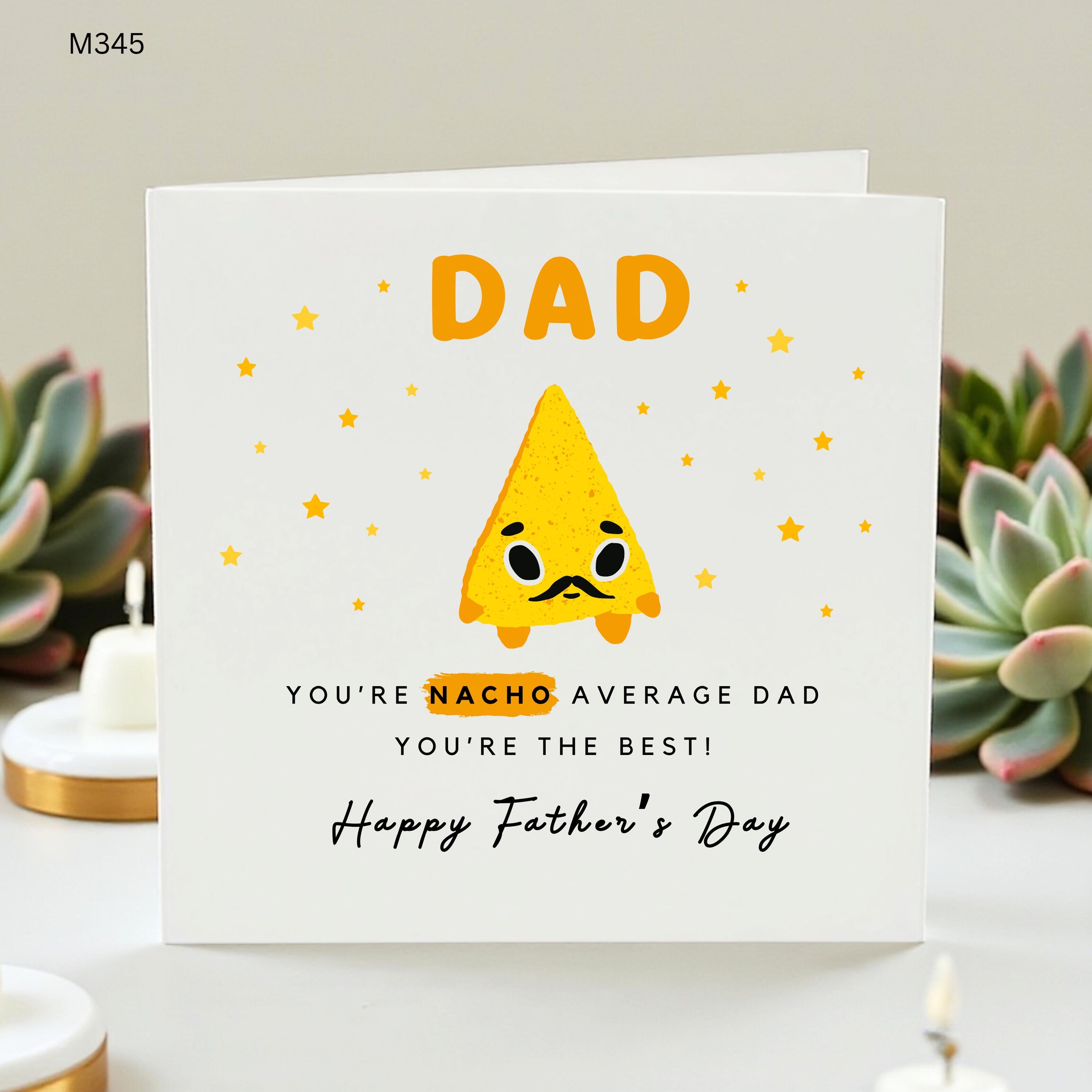 Nacho Average Dad Father's Day Card, Funny Dad Joke Card, Cute Nacho Pun Greeting Card for Dad, Foodie Father's Day Gift, Punny Dad Birthday