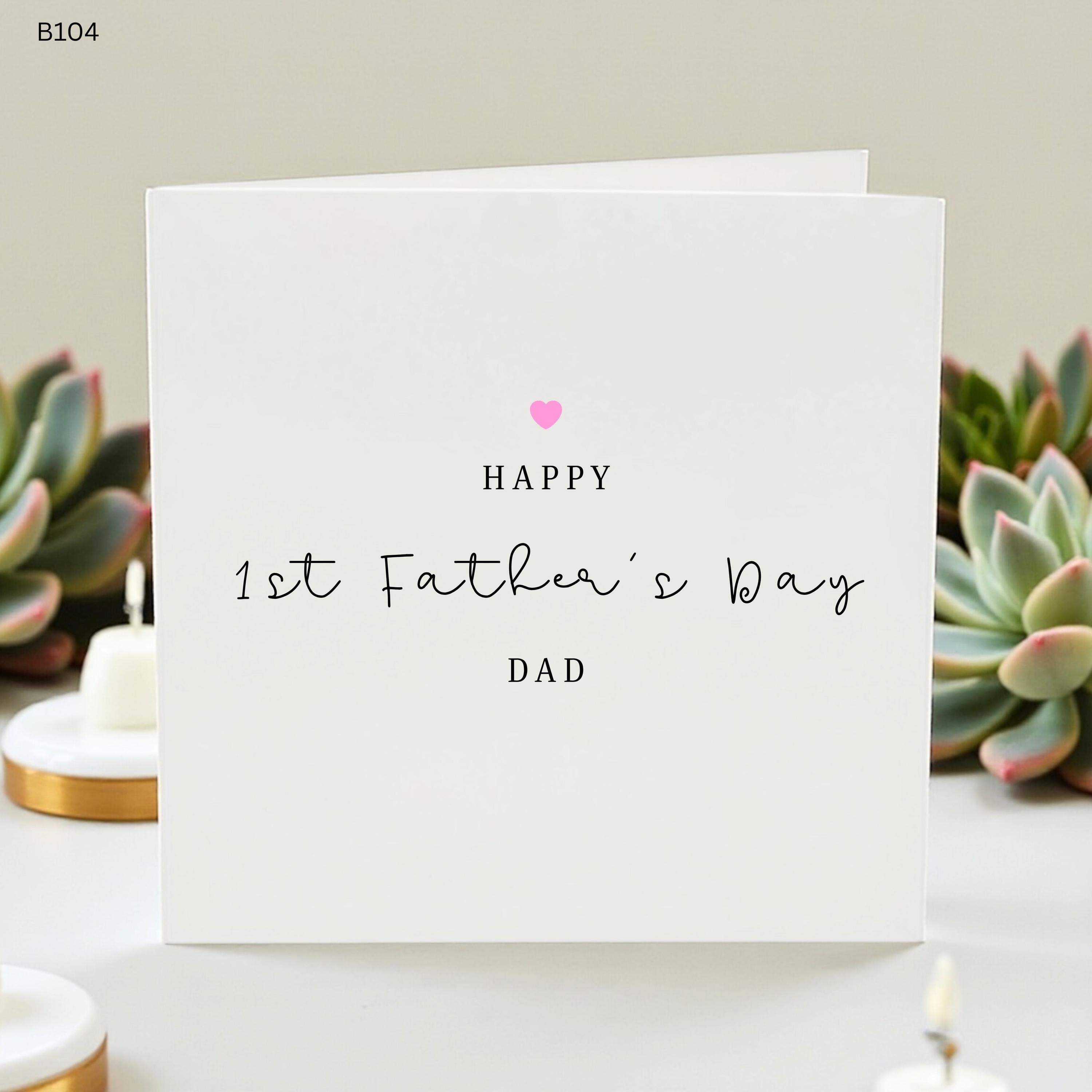First Father's Day Card for New Dad, Minimalist 1st Fathers Day Card from Baby, Modern Card for Husband, Simple Heart Design for Daddy,