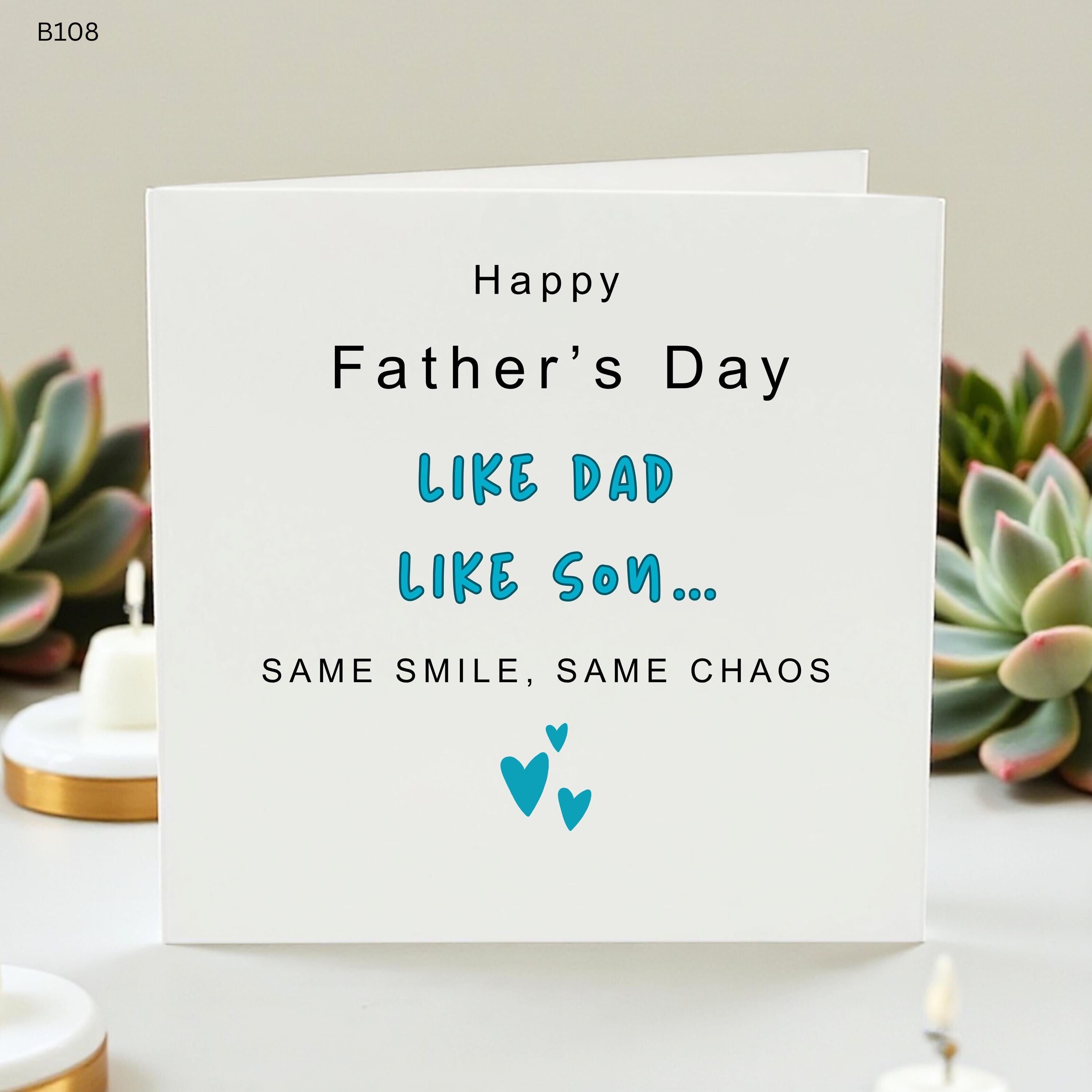 Funny Father’s Day Card from Son, Like Dad Like Son Same Smile Same Chaos Card, Humorous Daddy Card, Personalized Father's Day Gift for Him