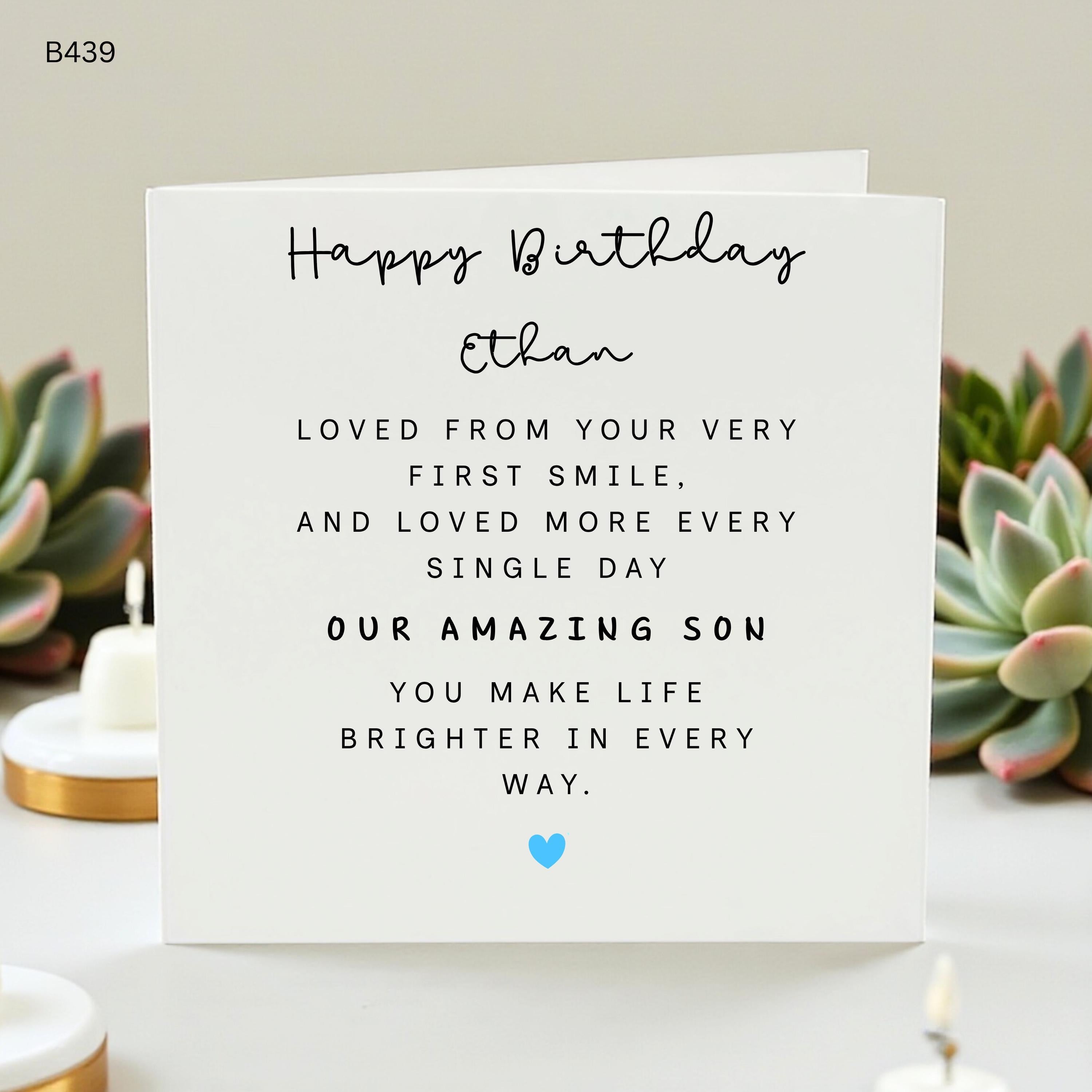 Personalised Son Birthday Card, Custom Birthday Card for Son, Special Keepsake Card for Him, Happy Birthday Ethan Card, Card for Grown