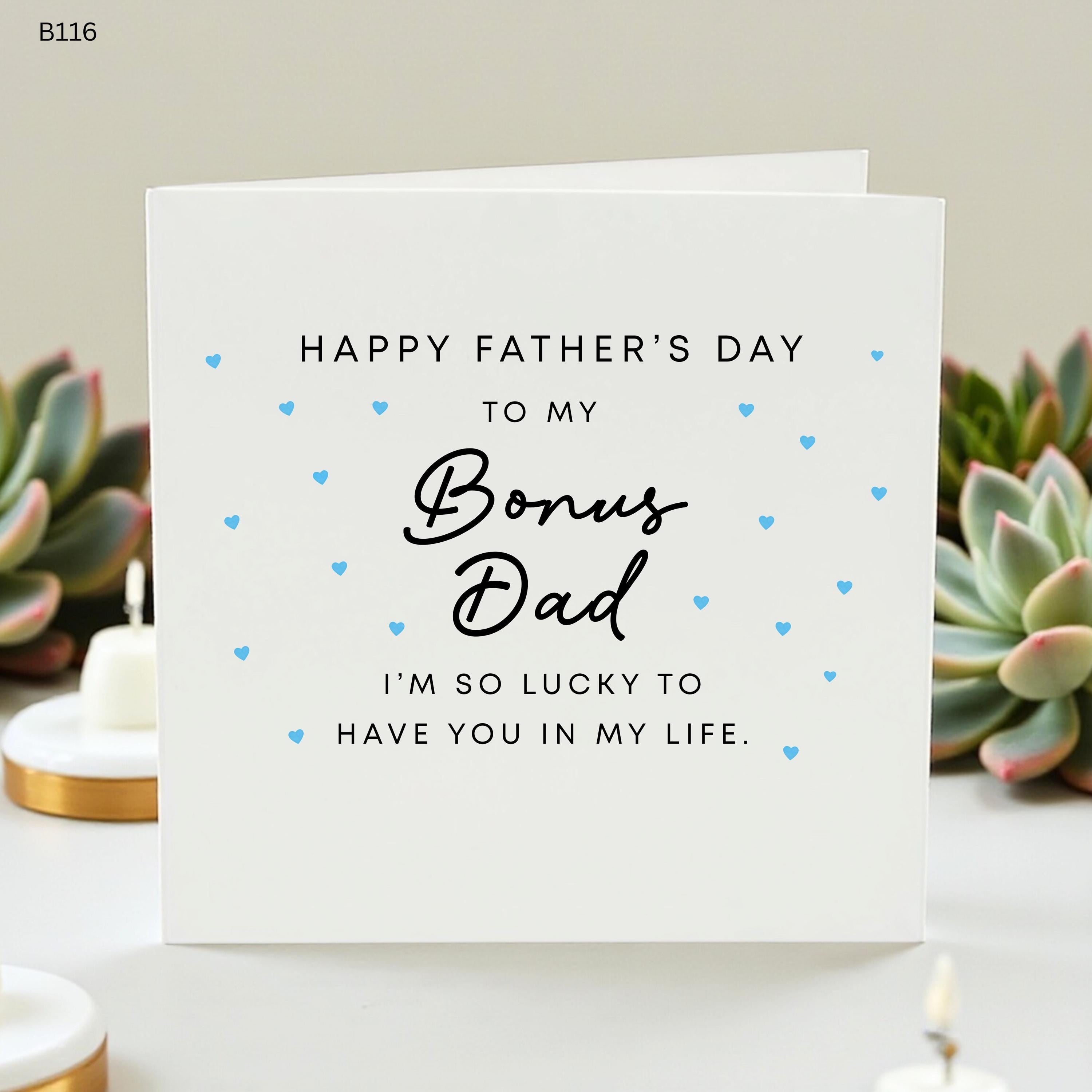 Bonus Dad Father's Day Card, Sentimental Step Dad Card, To My Bonus Dad Gift, Lucky To Have You Card for Stepfather, Father Day Card Male