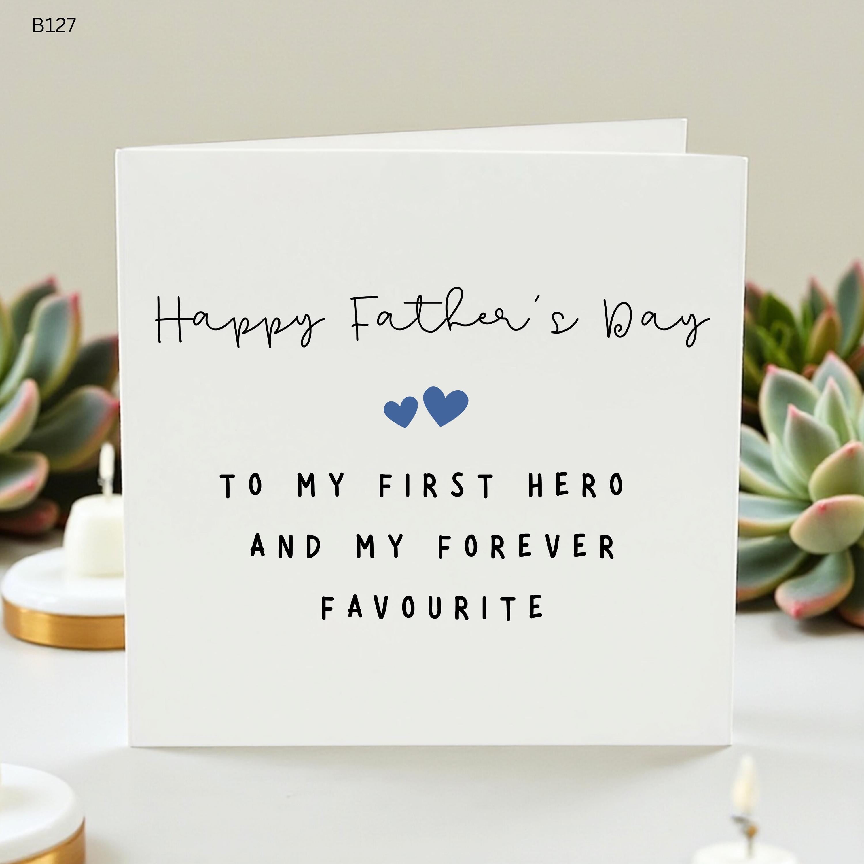 Father's Day Card, To My First Hero and My Forever Favourite Card for Dad, Sentimental Daddy Greeting Card, Meaningful Father Day Gift