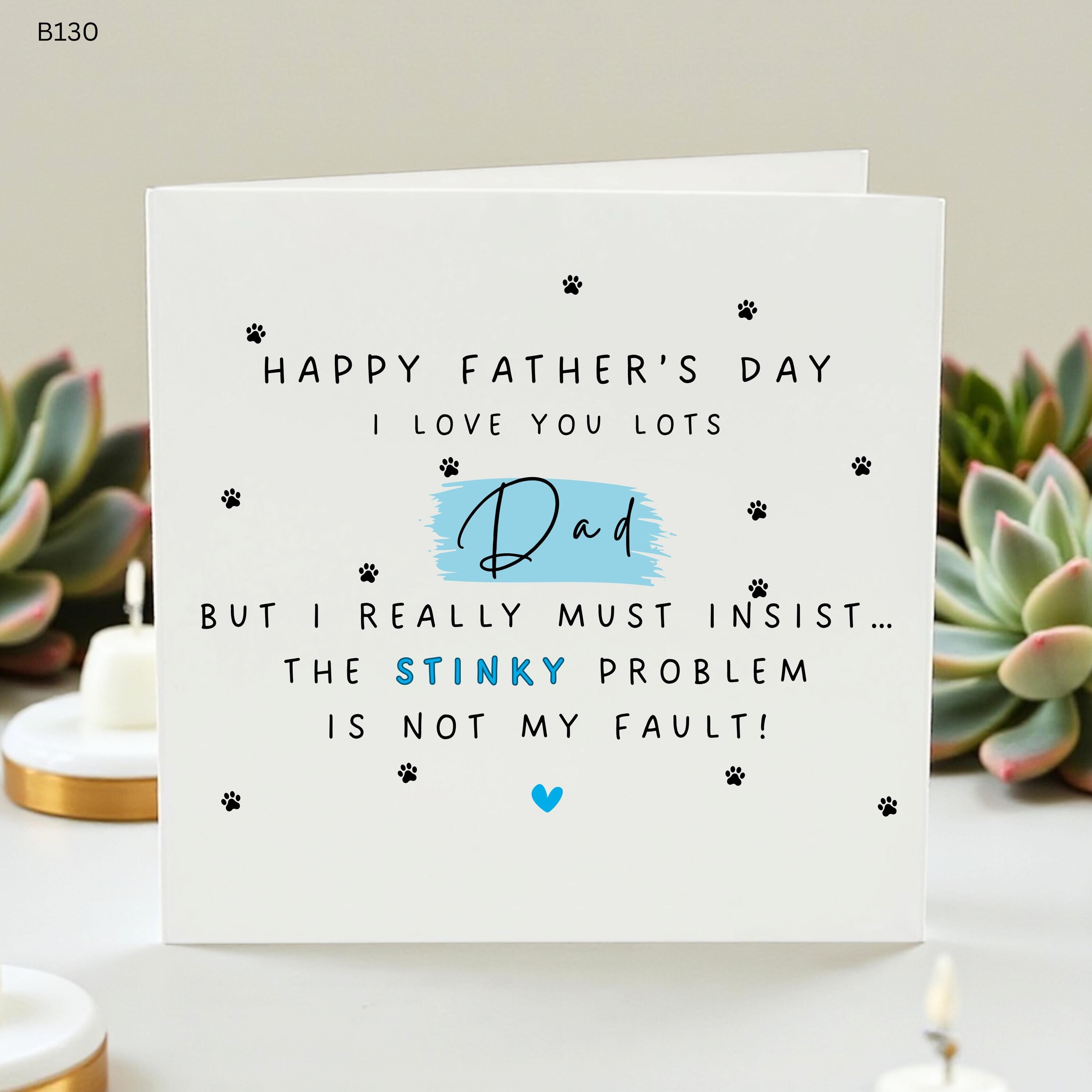 Funny Father’s Day Card From the Dog or Cat, Stinky Problem Not My Fault Card, Humorous Pet Dad Gift, Gift for Dog Dad, Card from the Pet