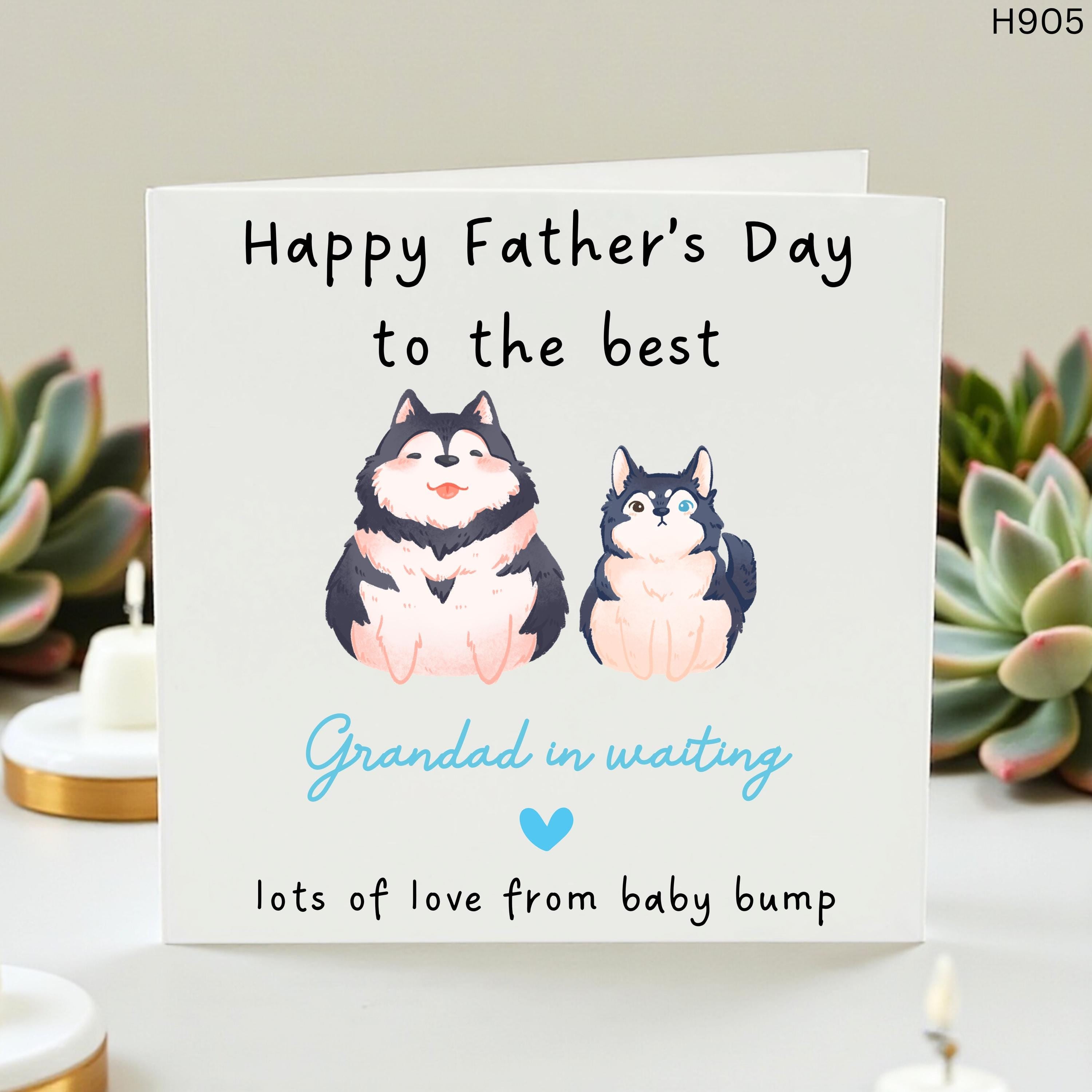 Grandad in Waiting Father’s Day Card, Pregnancy Announcement to Grandpa, Card from Baby Bump, New Grandad Gift, Best Grandad to be Husky