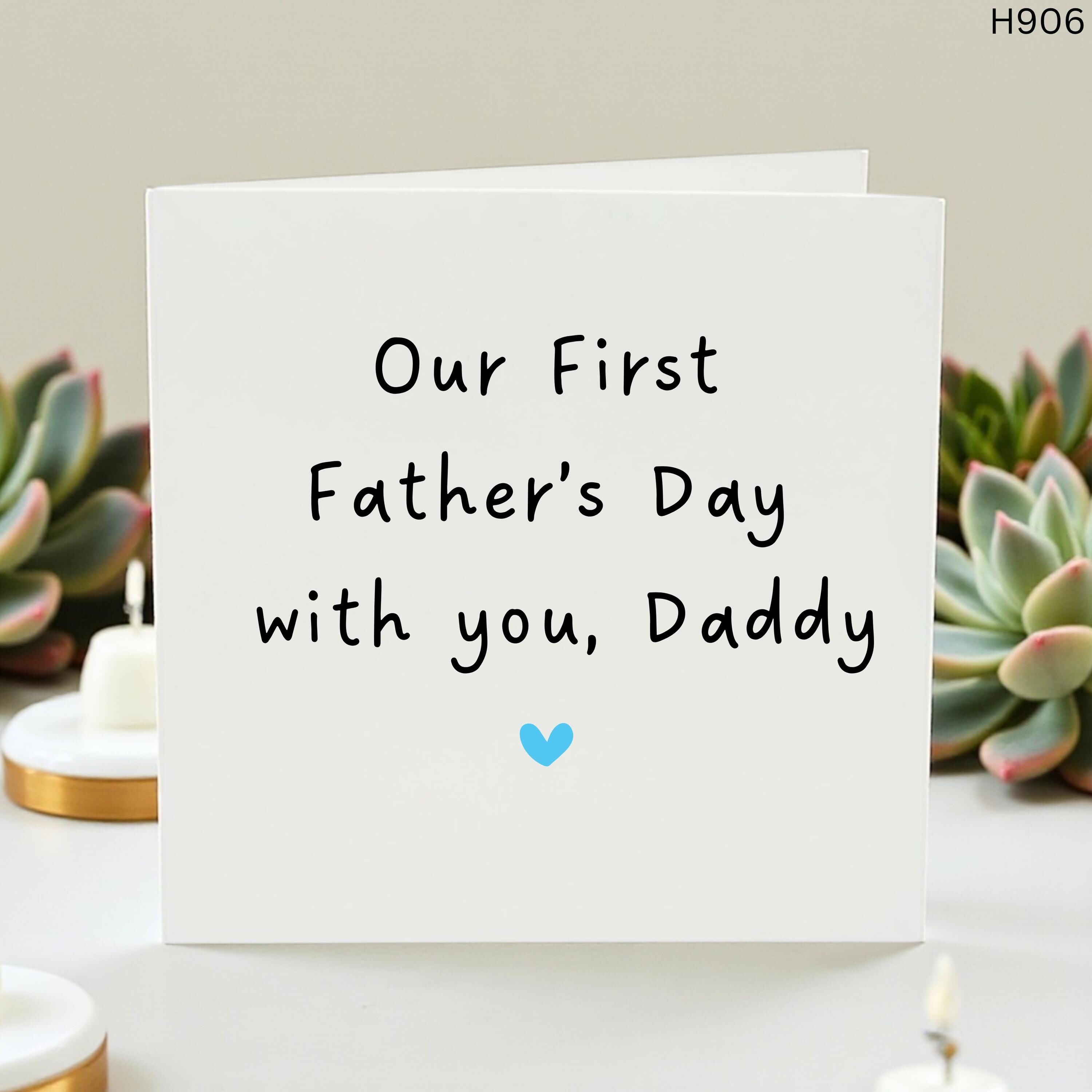 Our First Father’s Day Card for Daddy, 1st Fathers Day from Twins or Children, Personalized New Dad Gift, Card from Kids, Blue Heart Card