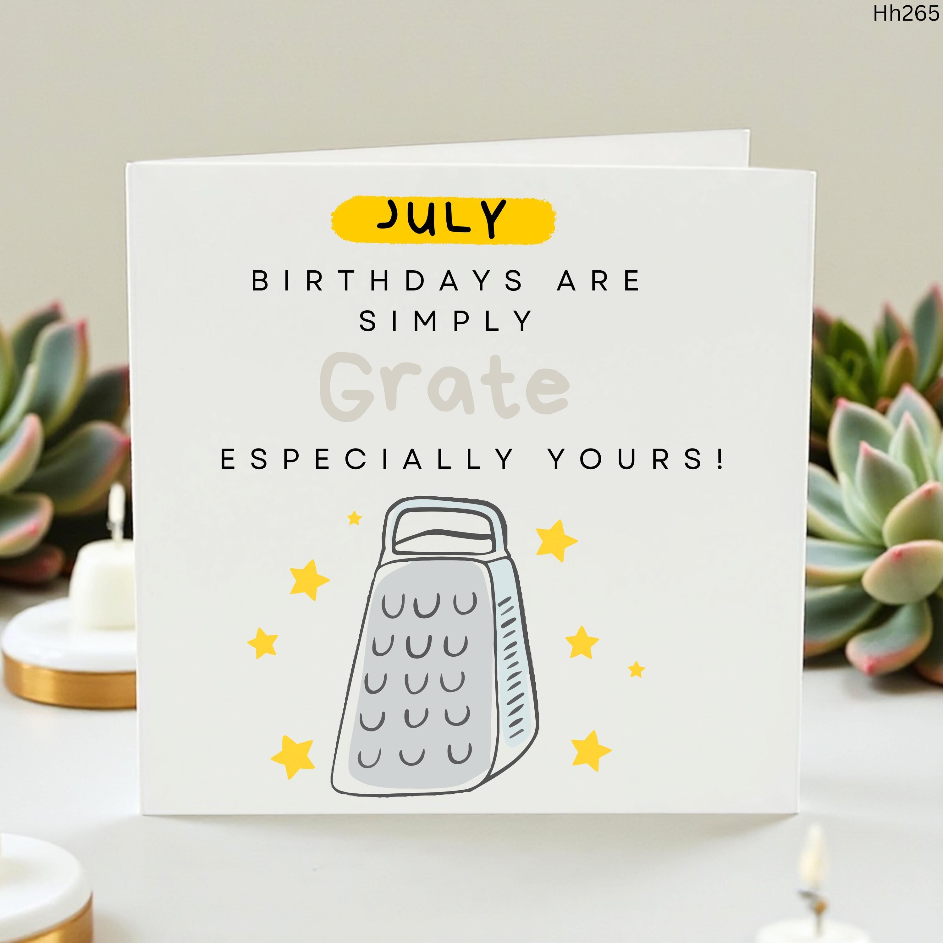July Birthday Card, Funny July Baby Card, Greatest Birthday Pun Card, Cheese Grater Foodie Pun Card, Kitchen Humour Birthday Card