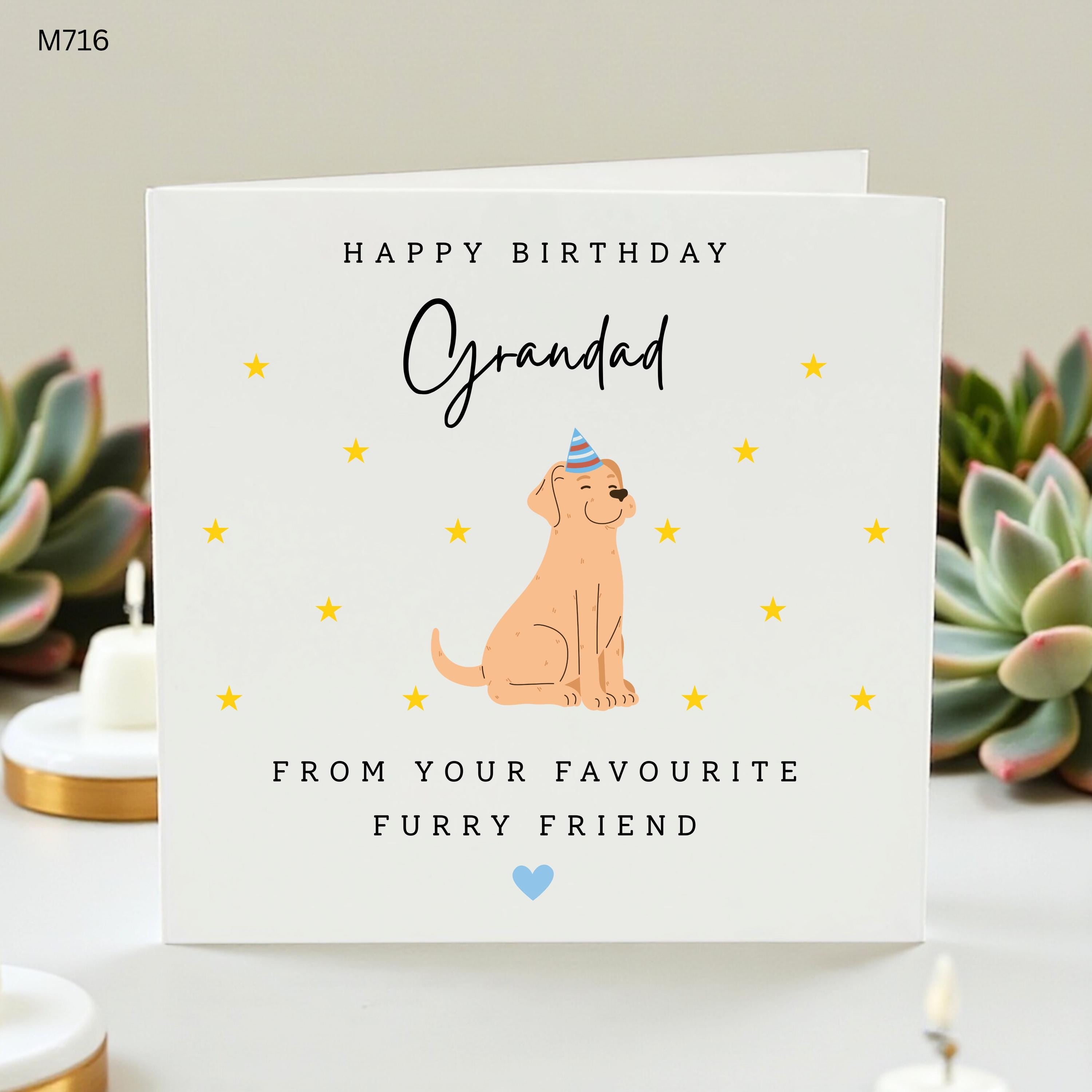 Grandad Birthday Card From Dog, Cute Dog Grandad Card, Furry Friend Birthday Card, Pet Birthday Card For Grandpa, Personalised Card