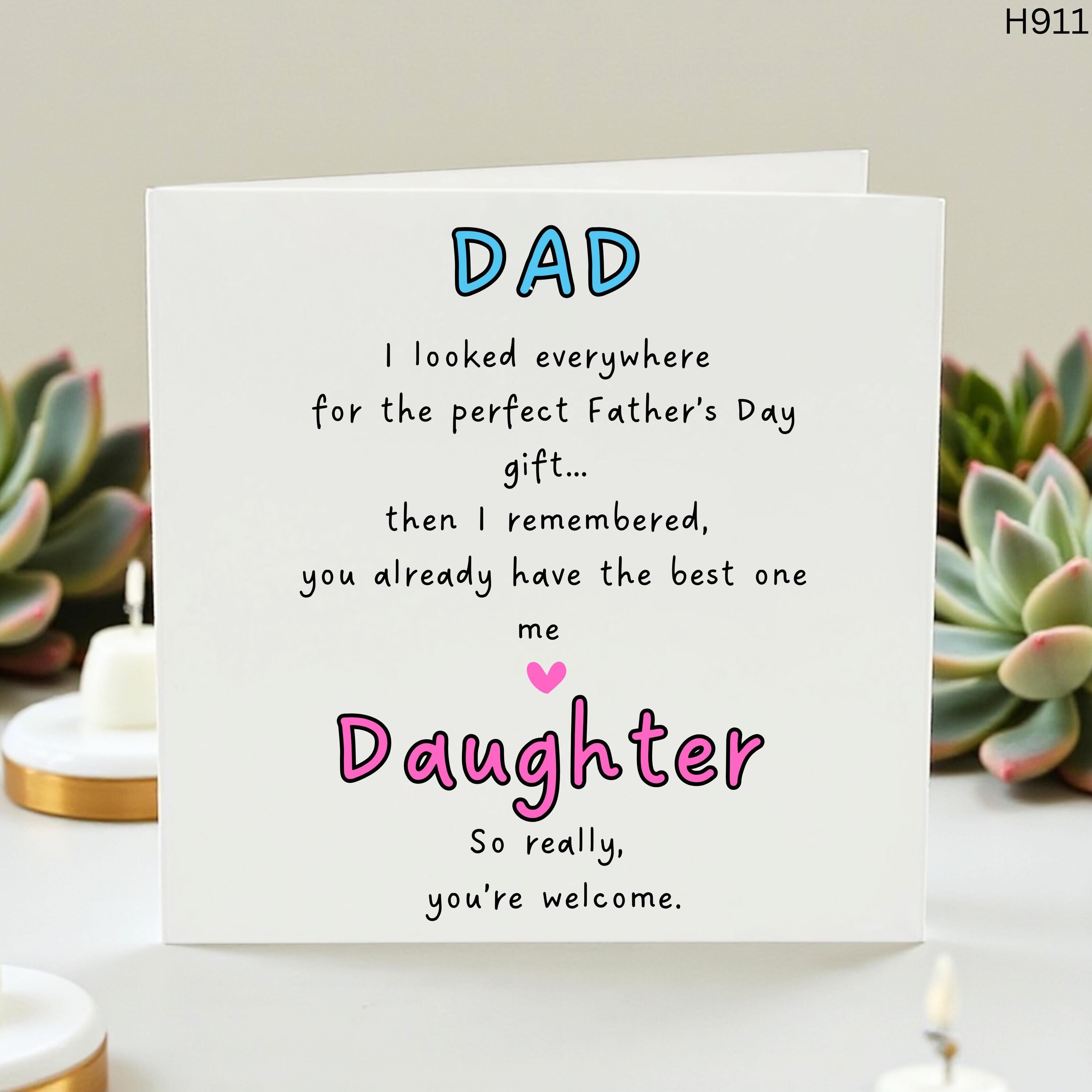 Funny Father's Day Card from Daughter, Sarcastic Dad Card, You're Welcome Father's Day Gift, Cheeky Greeting Card for Dad, Favorite Daughter