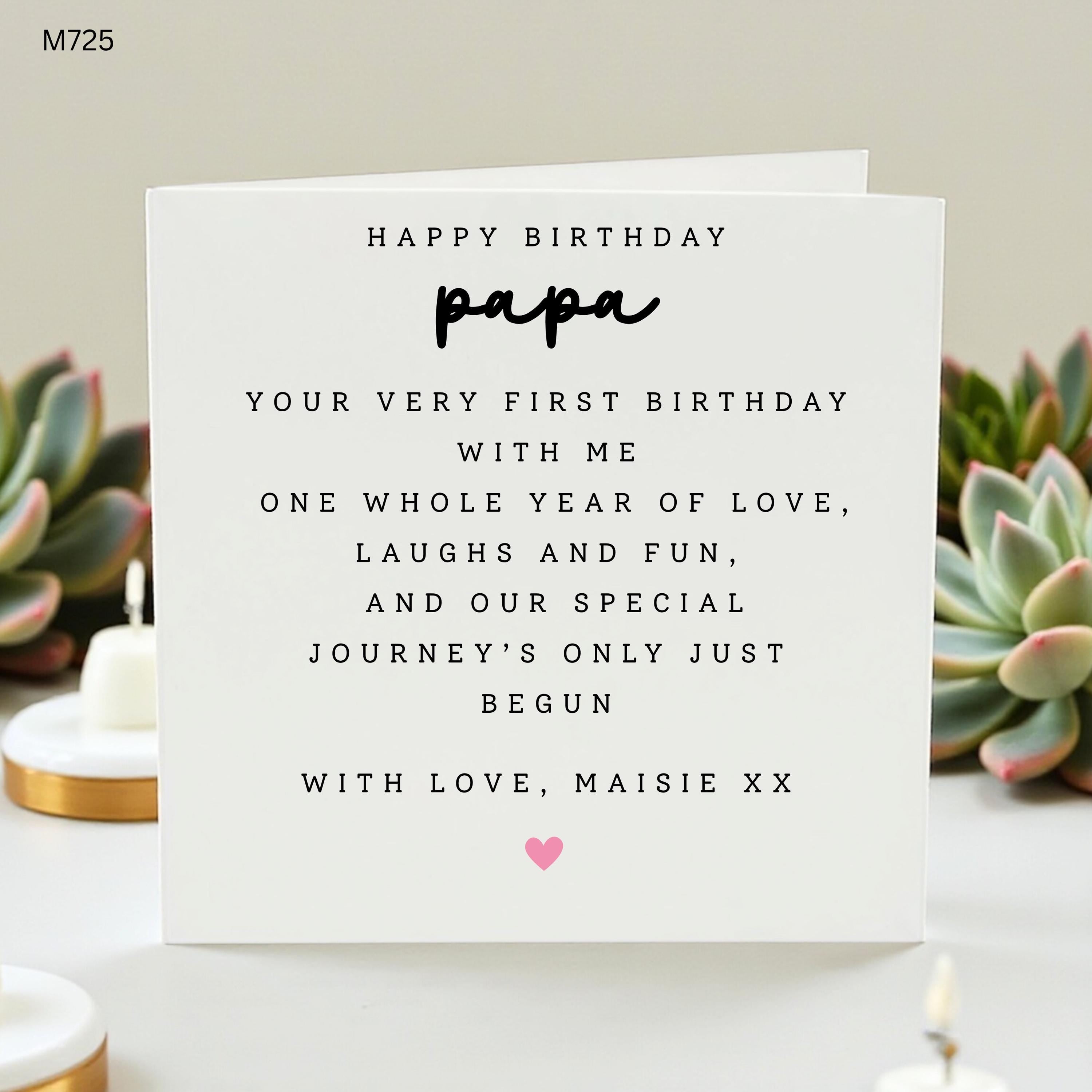 Personalised Papa Birthday Card From Child, First Birthday With Me Card, Daddy Birthday Card From Daughter Son, Custom Name Card