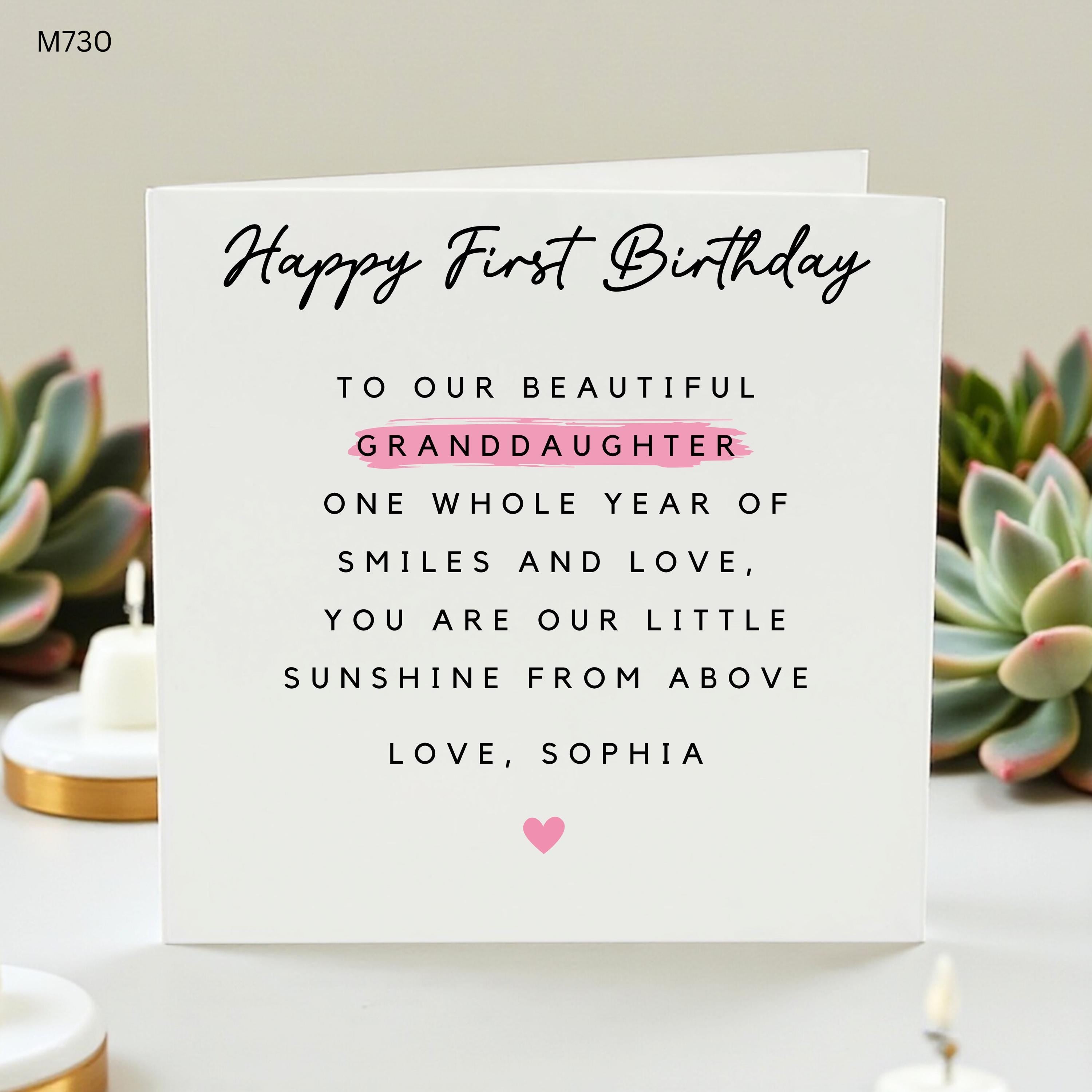 Personalised 1st Birthday Card For Granddaughter, First Birthday Granddaughter Card, One Year Old Card From Grandma Grandad