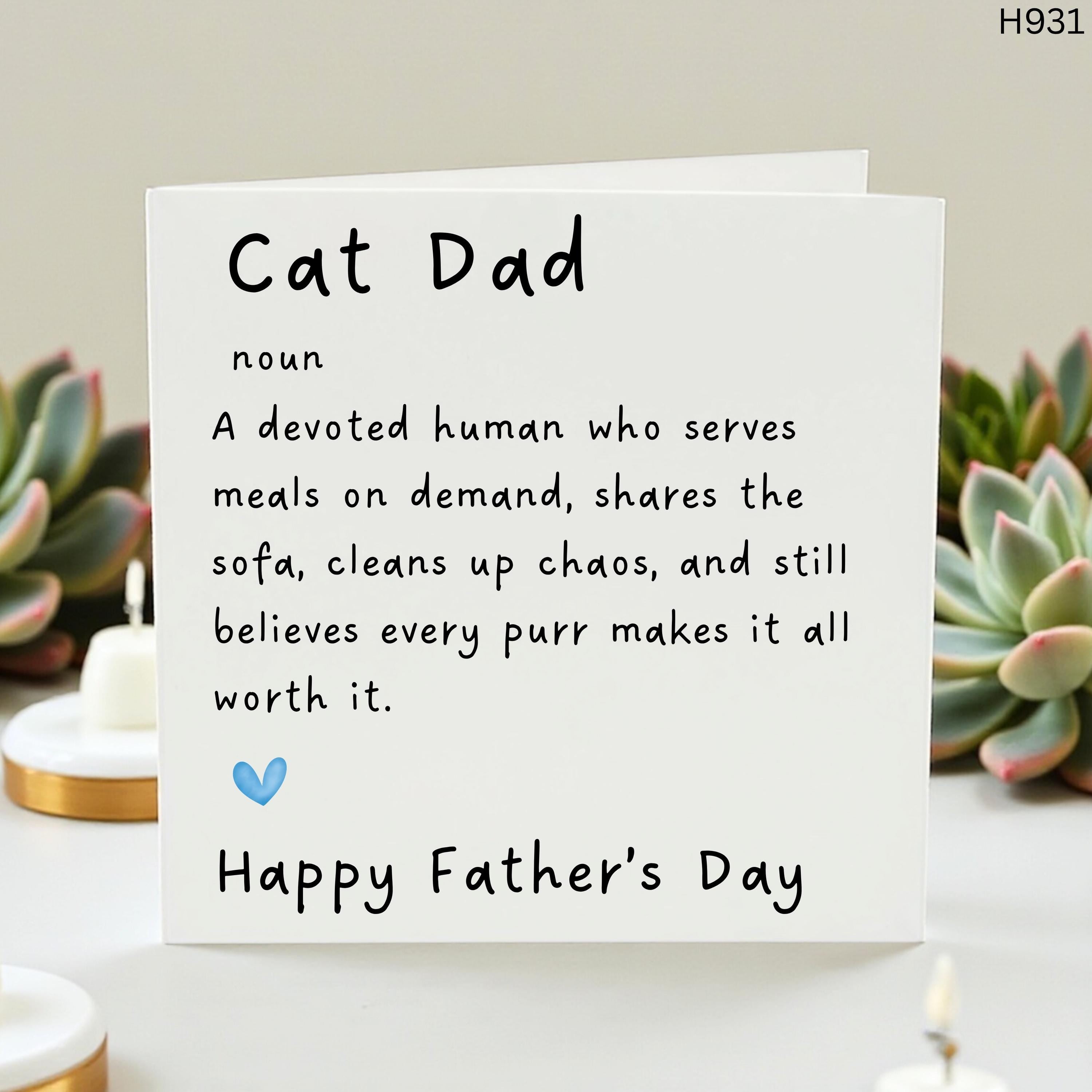 Funny Cat Dad Father's Day Card - Cat Dad Definition Card - Funny Greeting Card From The Cat for Husband, Boyfriend, Pet Dad, Cat Lovers