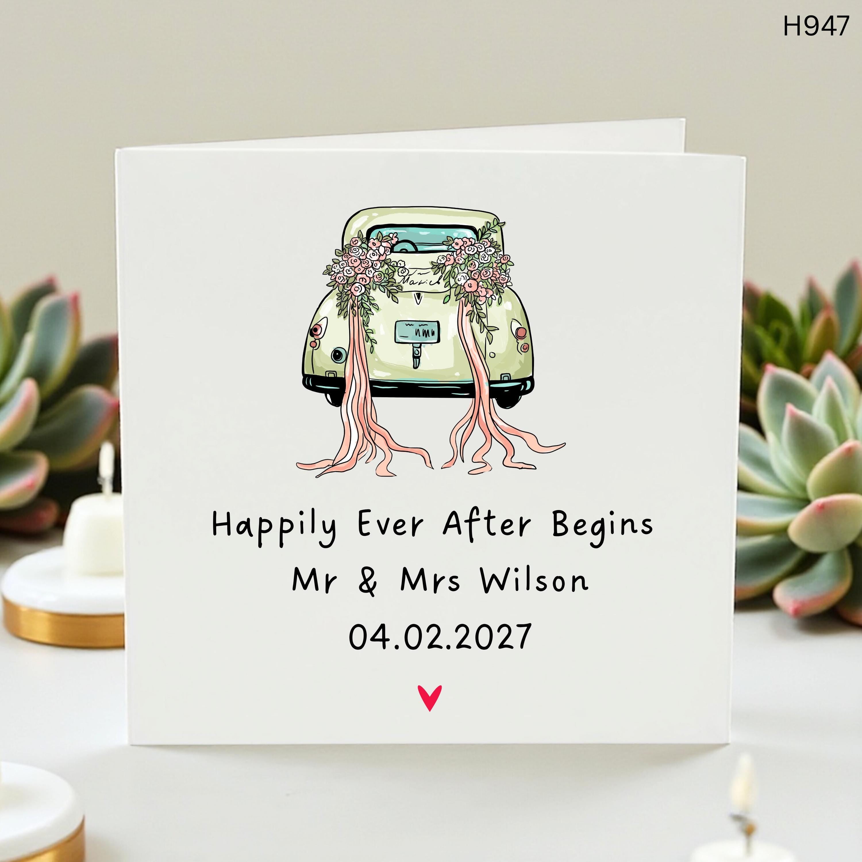 Personalized Wedding Card for Couple, Mr and Mrs Wilson Just Married Card, Custom Wedding Date Gift, Newlyweds Congratulations Bridal Shower