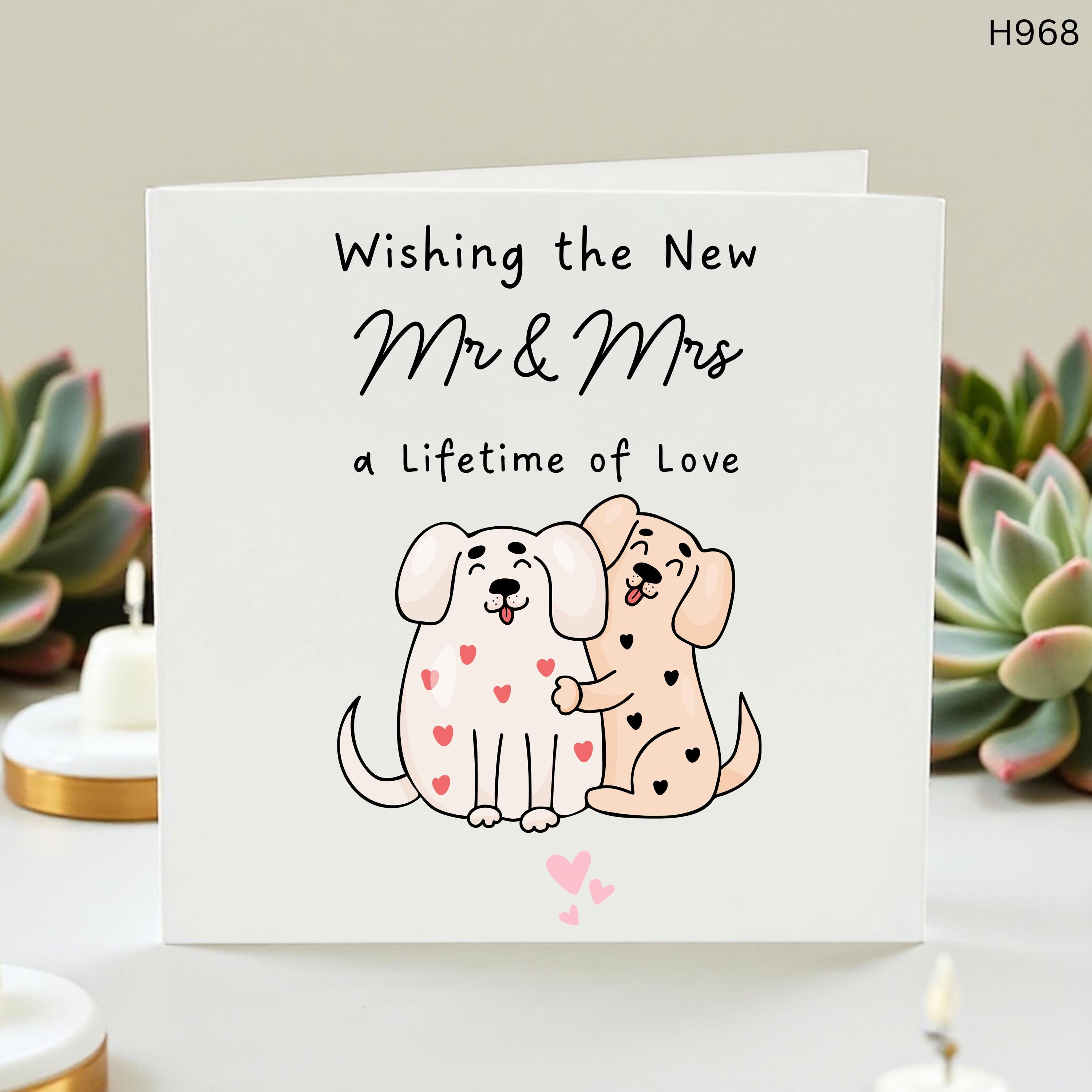 New Mr and Mrs Wedding Card, Wishing a Lifetime of Love Card, Cute Dog Wedding Congratulations, Puppy Marriage Gift, Newlyweds Greeting Card