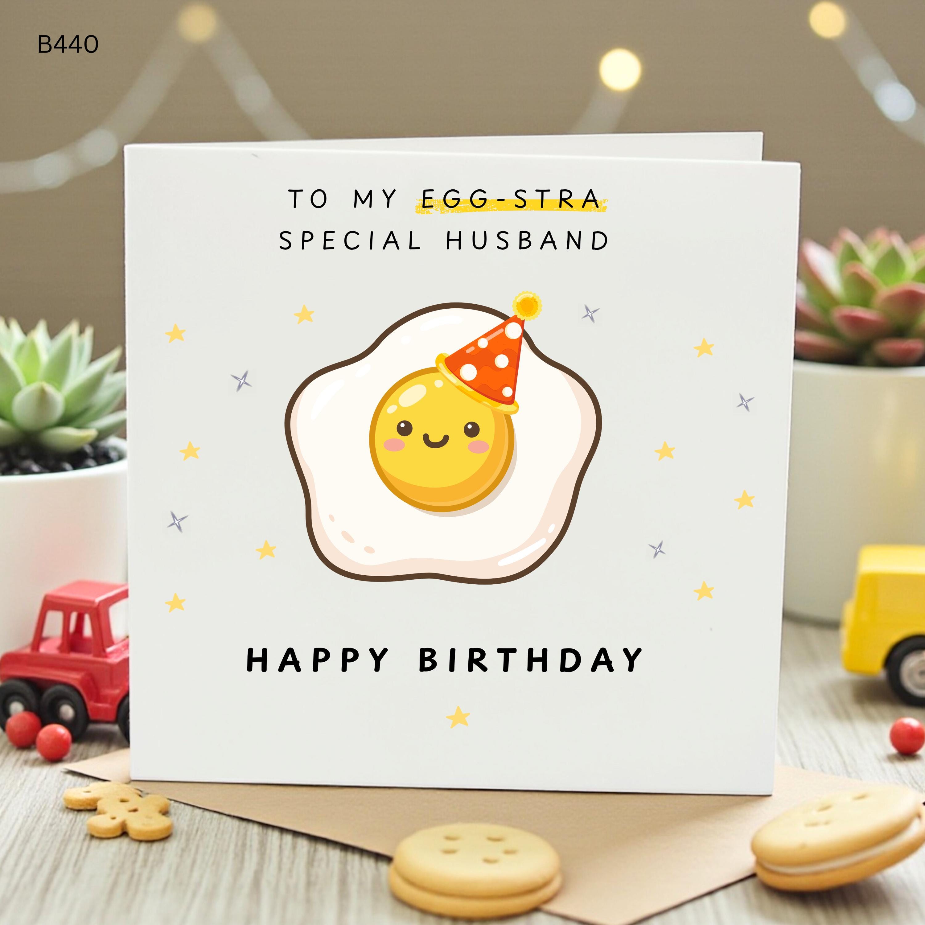 Egg-stra Special Husband Birthday Card, Funny Egg Pun Card, Cute Personalised Card for Husband, Foodie Birthday Card, Love Card