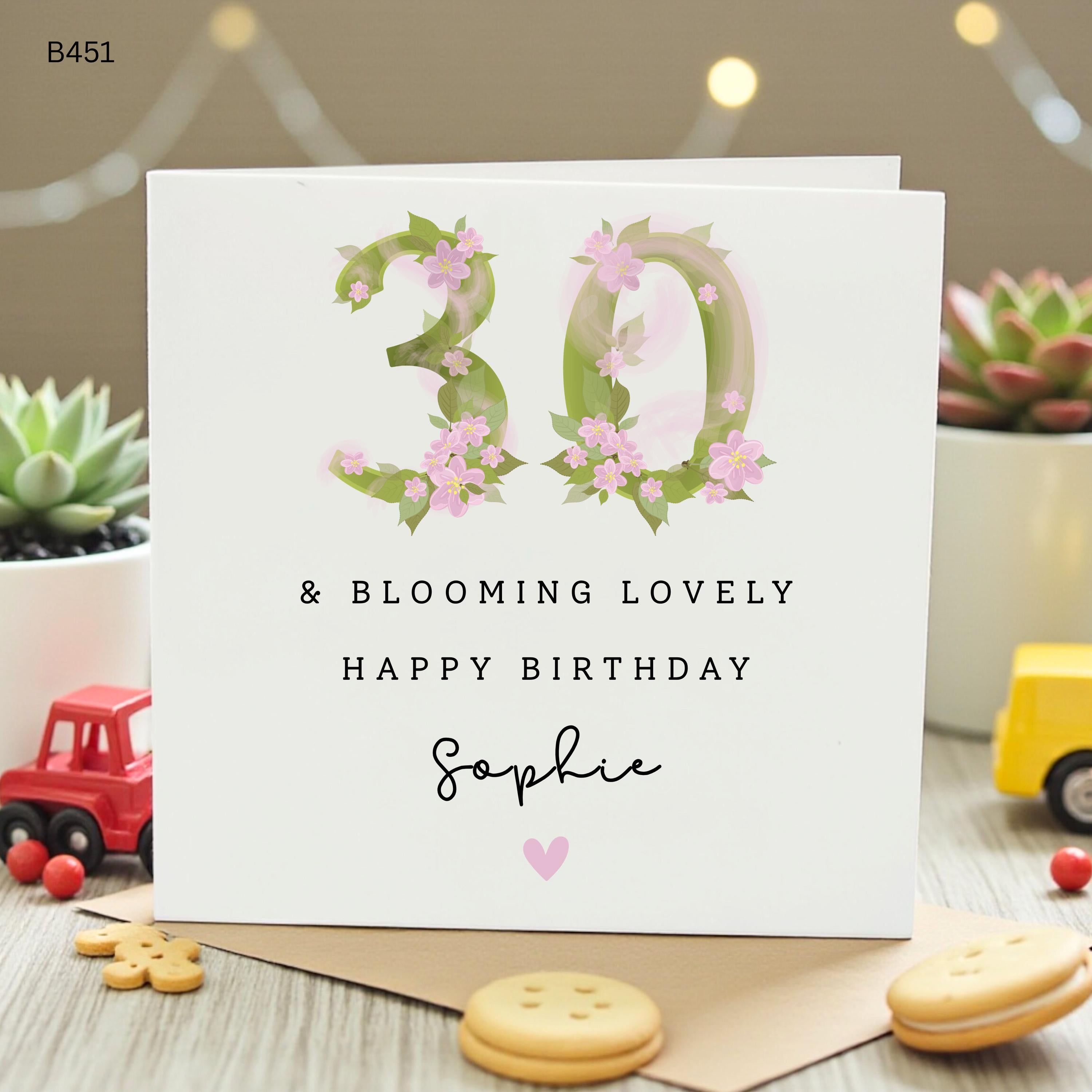 Personalised 30th Birthday Card for Her, Floral Number 30 Blooming Lovely , Custom Name Thirtieth Birthday Card for Daughter Sister Friend