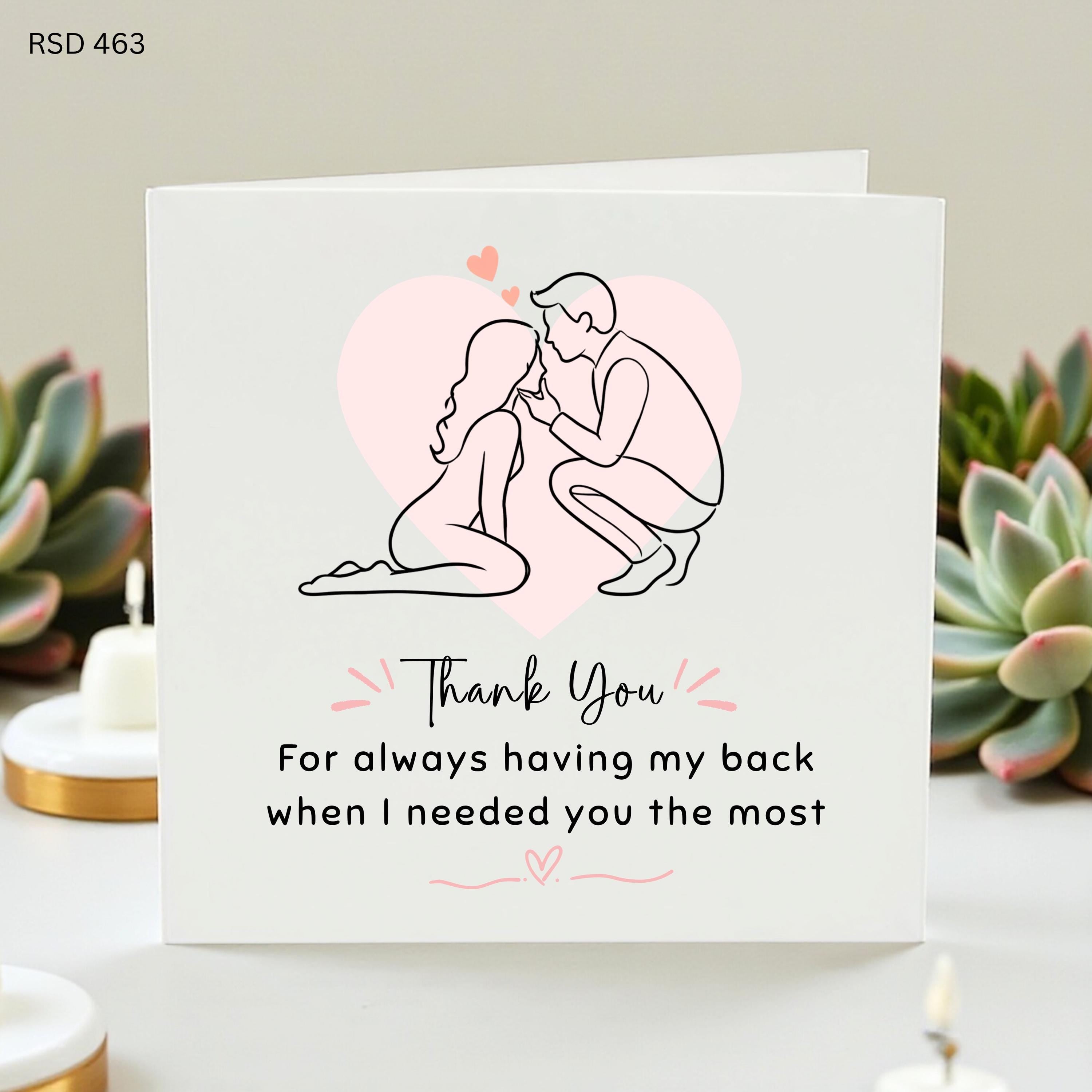 Romantic Thank You Card for Husband or Wife,For Always Having My Back Couple Greeting Card,Cute Anniversary Gift for Boyfriend or Girlfriend