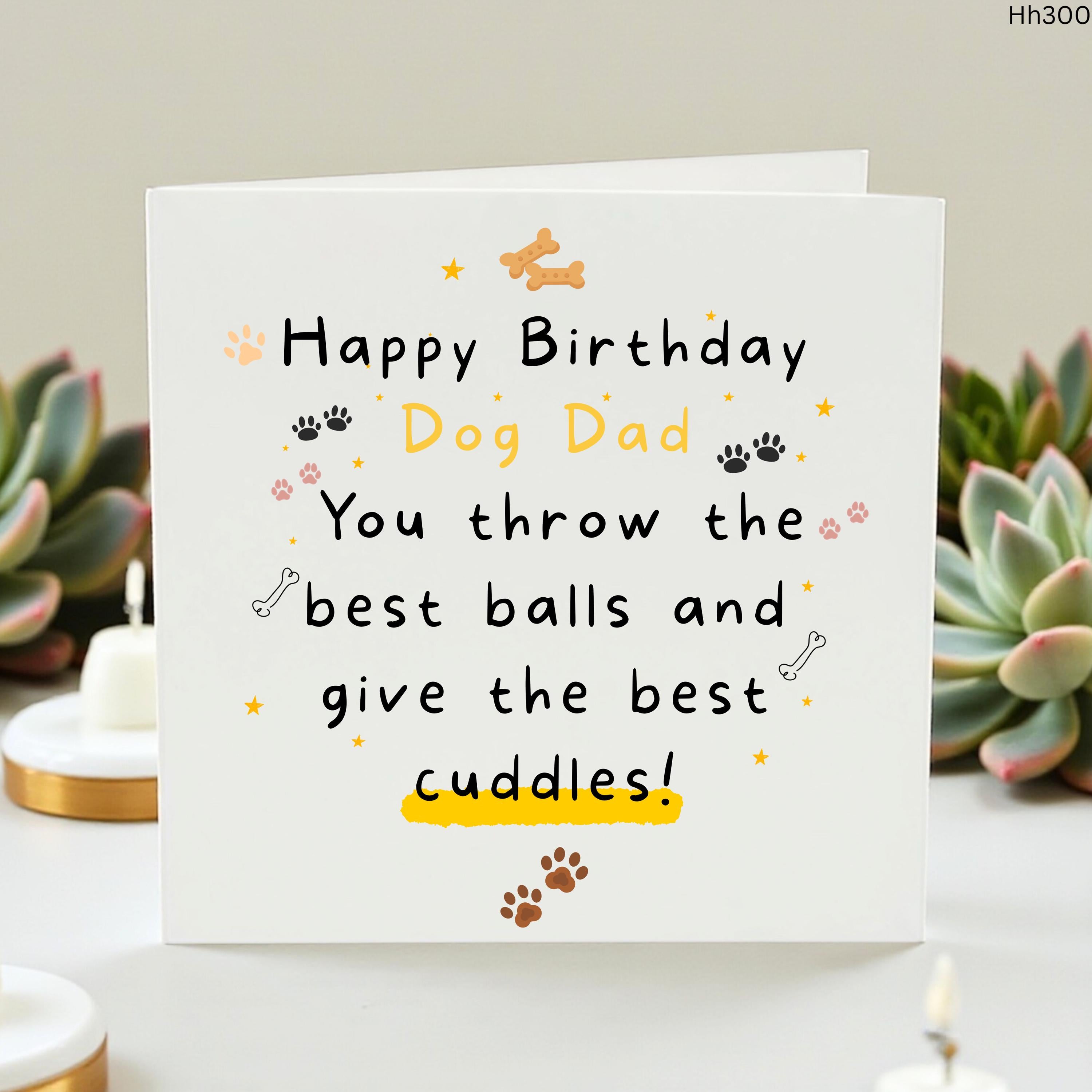 Dog Dad Birthday Card, Funny Birthday Card From The Dog, Dog Lover Birthday Card, Best Balls And Cuddles Card, Personalised Pet Card