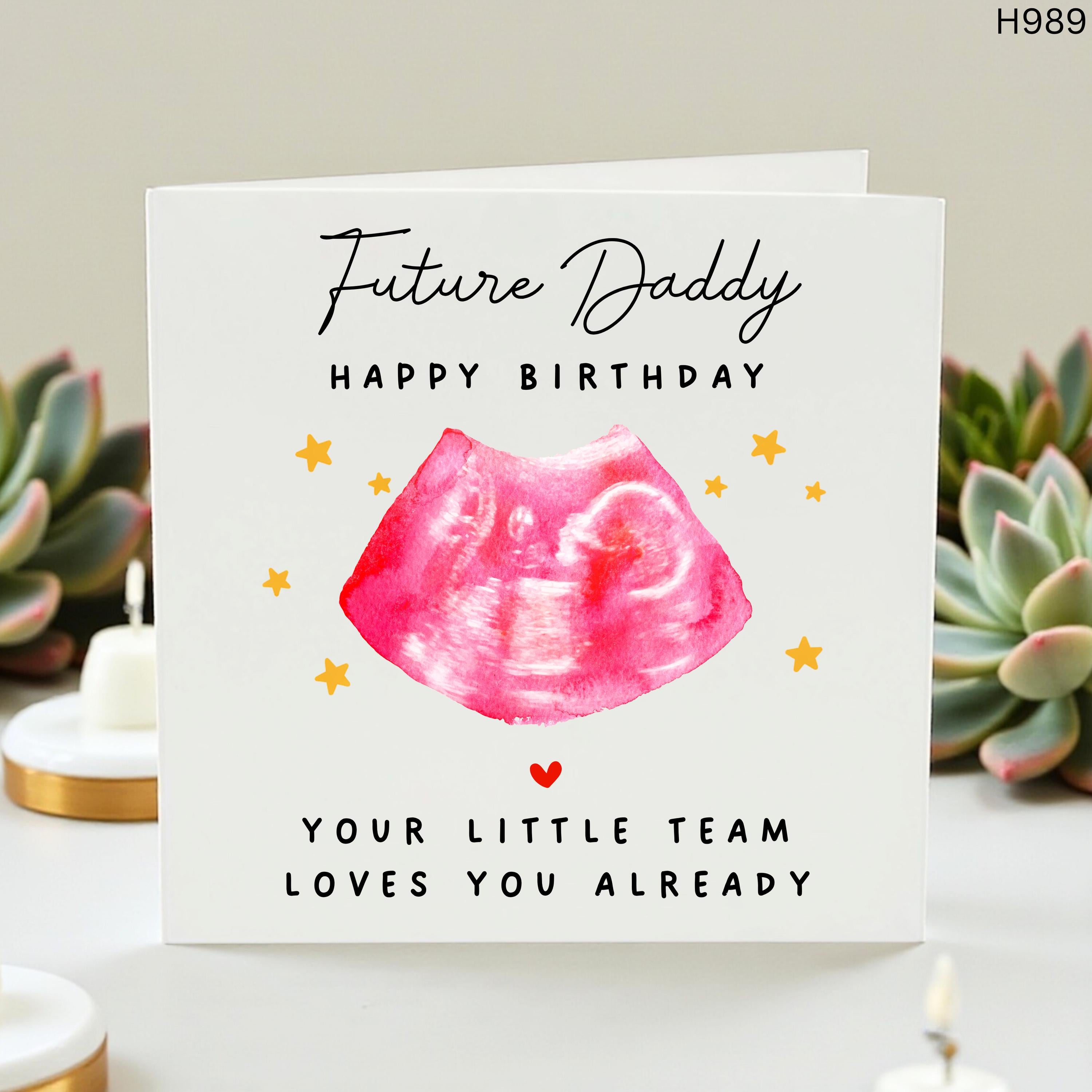 Future Daddy Birthday Card from the Bump - Pregnancy Reveal Birthday Gift for Daddy to Be - New Dad Announcement Card - Your Little Team