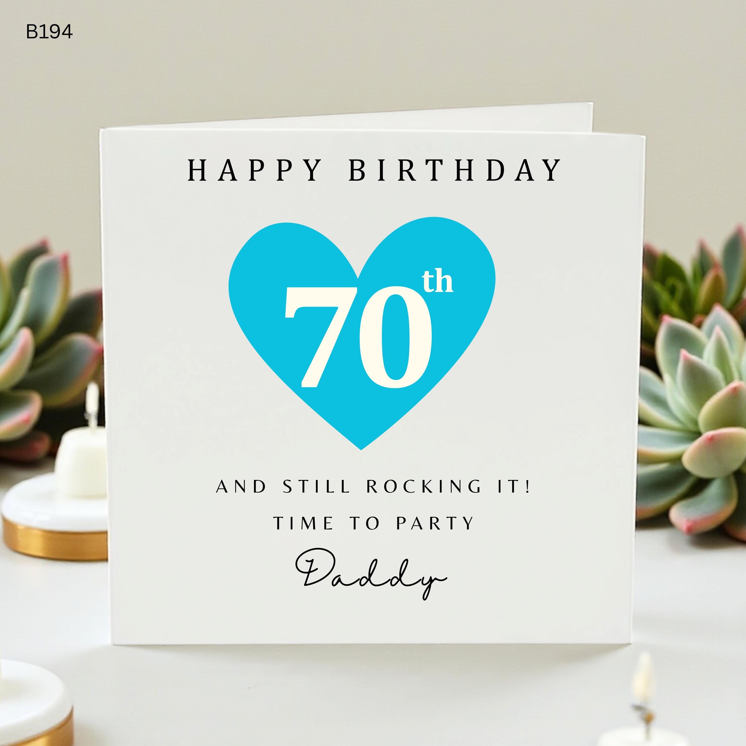 70th Birthday Card for Daddy, Happy 70th Birthday Card Men, Still Rocking It Milestone Card, Personalised Dad 70th Gift, Seventy Card Blue