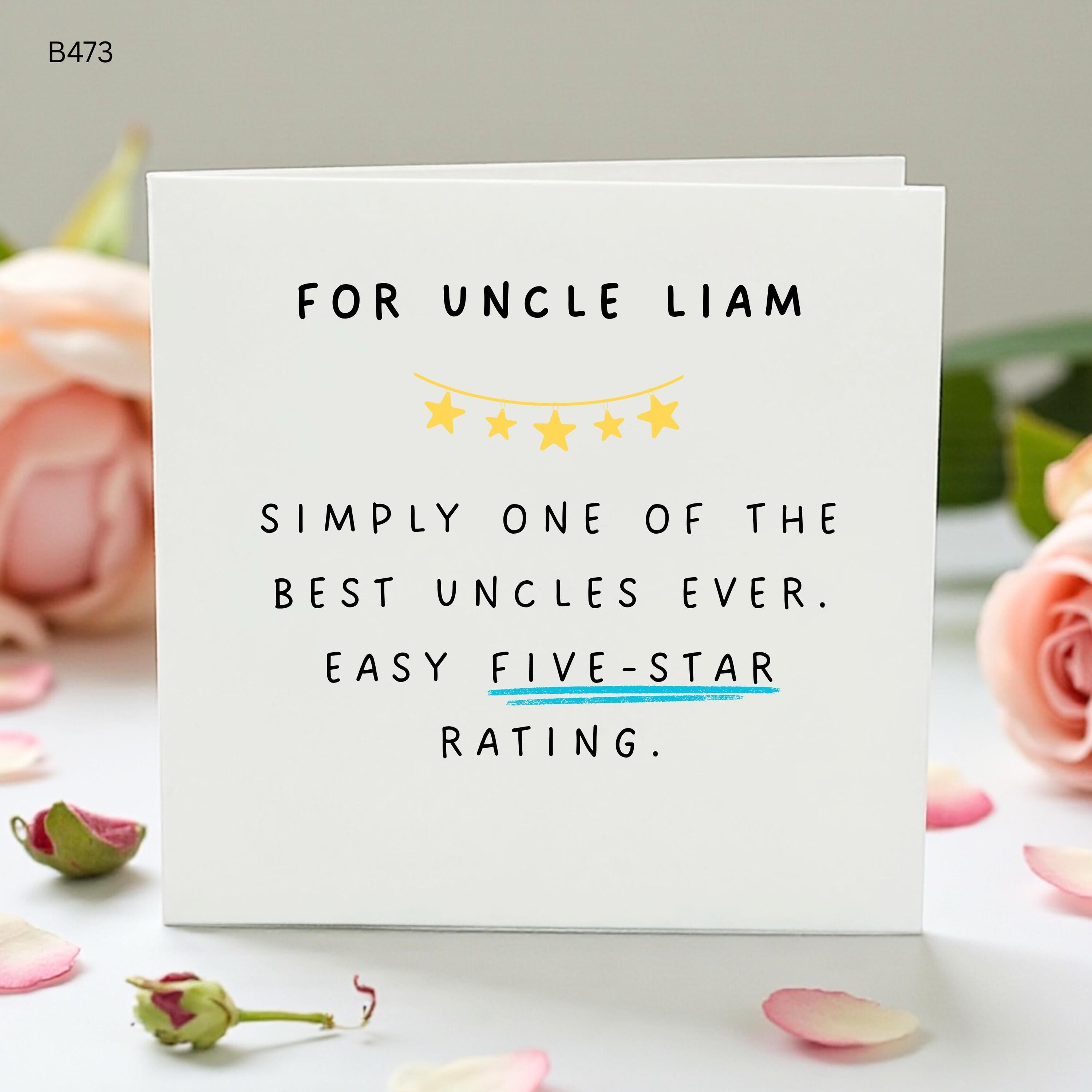 Personalised Uncle Birthday Card, Funny Five Star Uncle Card, Custom Name Birthday Card for Uncle from Niece Nephew, Best Uncle Ever