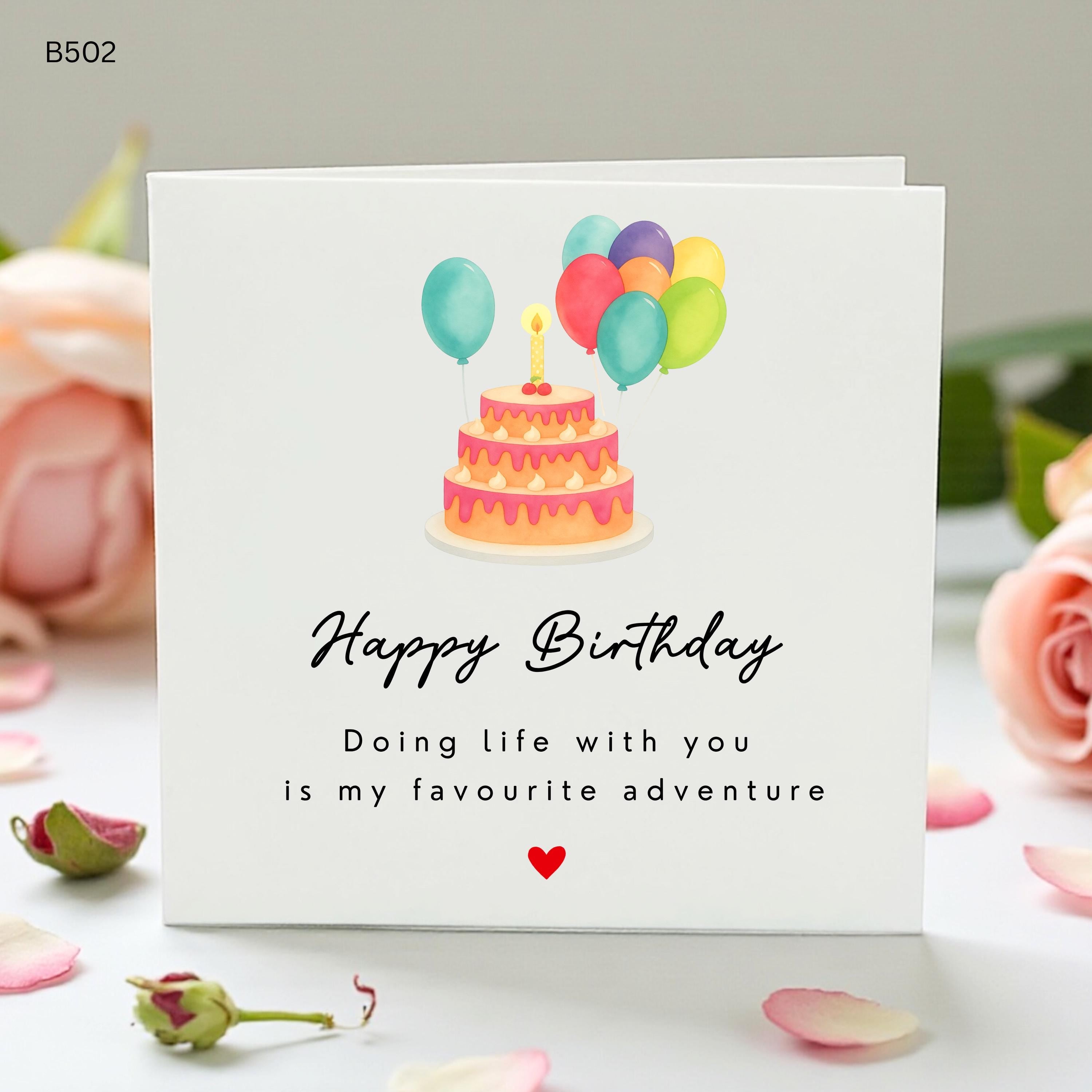 Romantic Birthday Card for Husband Wife, Doing Life With You Card, Partner Birthday Card, Cake Balloons Love Card