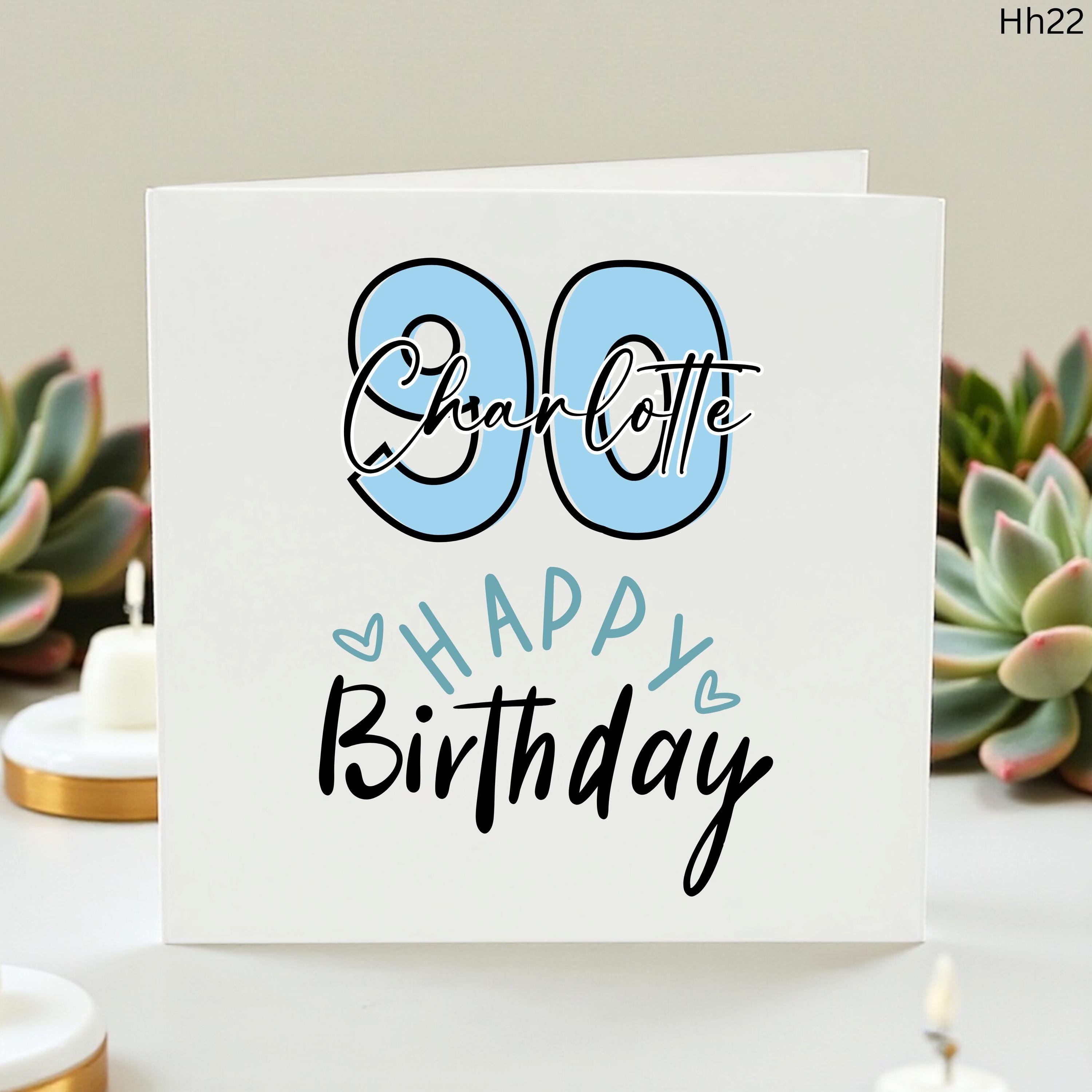 Personalized 30th Birthday Card for Charlotte, Custom Name Thirtieth Birthday Gift for Her, Blue Milestone Birthday Card, Happy 30th Card