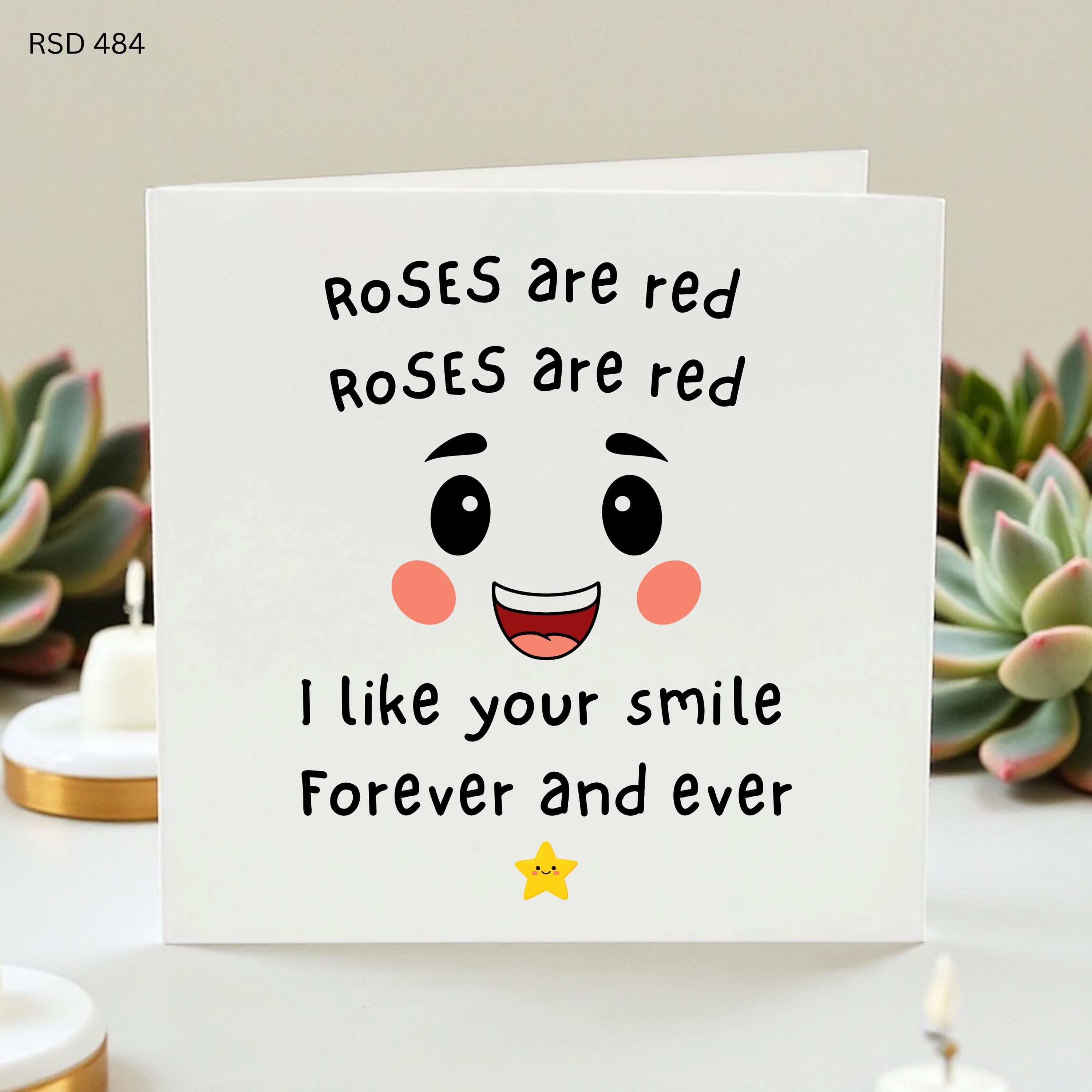 Funny Roses Are Red Anniversary Card for Husband, Cute Love Poem Greeting Card for Boyfriend, Humorous Partner Birthday Card, I Like Your