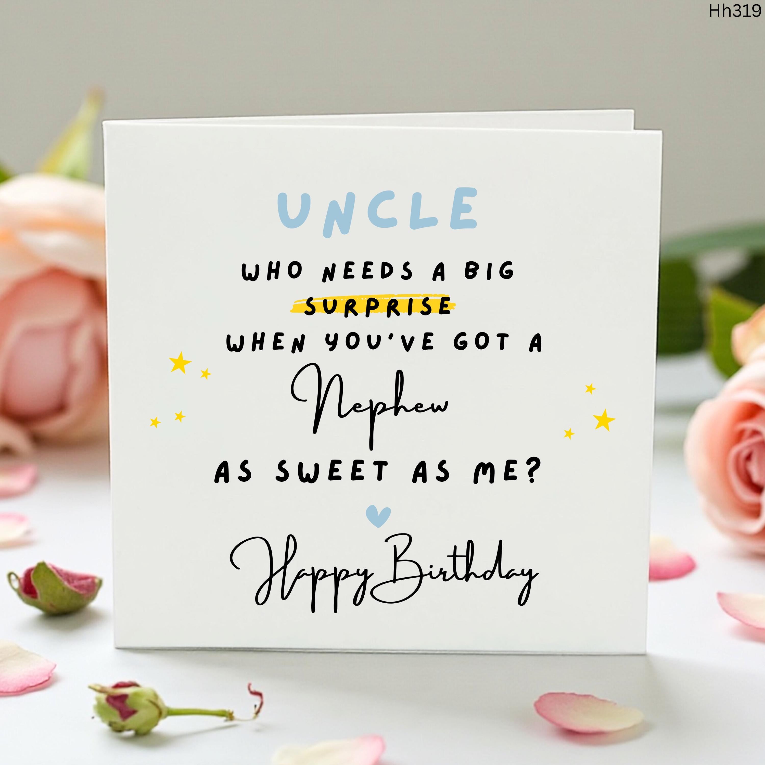 Funny Uncle Birthday Card from Nephew - Sarcastic Uncle Birthday Gift - Sweet Nephew Joke Greeting Card for Him  Humorous Male Birthday Card