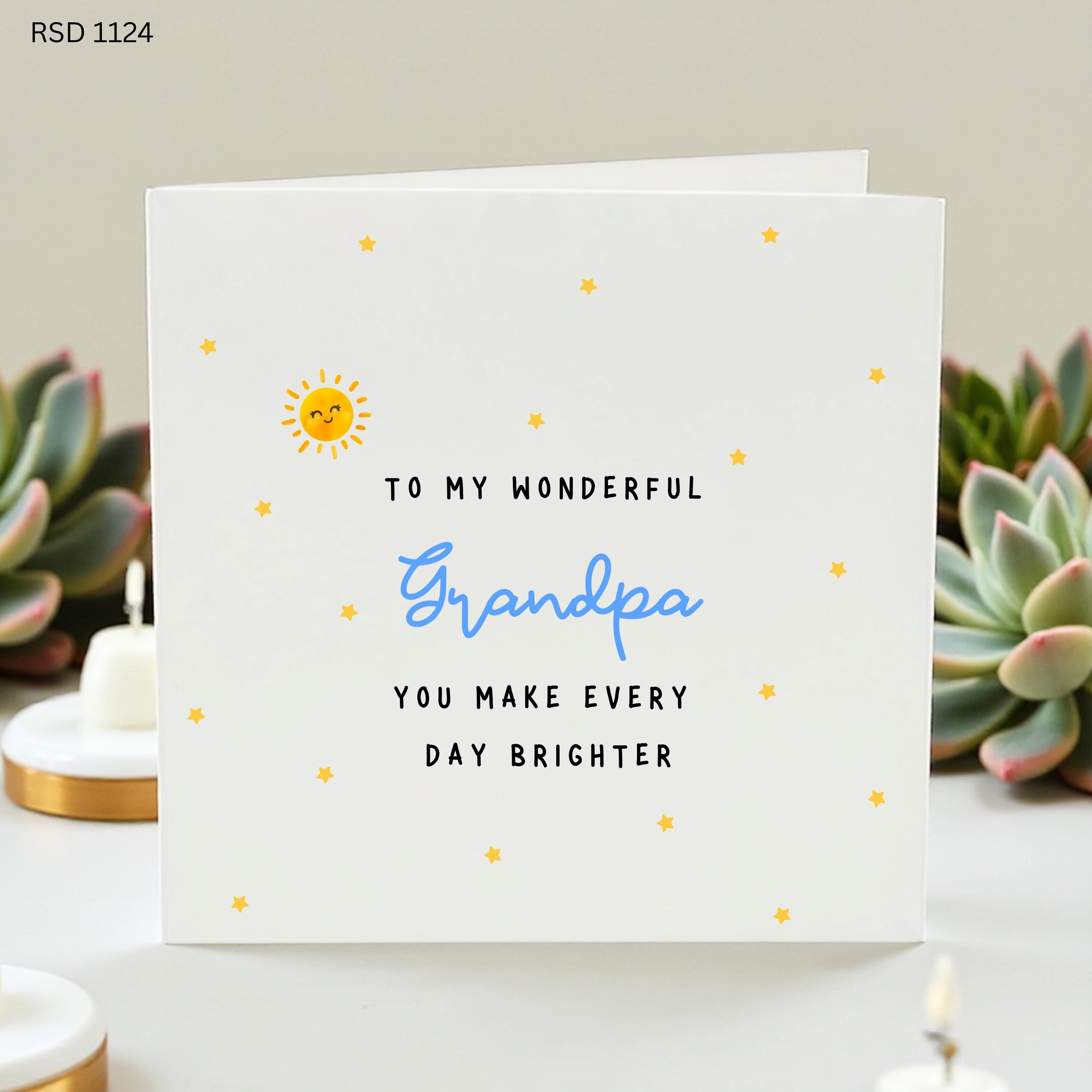 Grandpa Card, Wonderful Grandpa Card, You Make Every Day Brighter, Grandad Birthday Card, Father’s Day Card, Personalised Gift