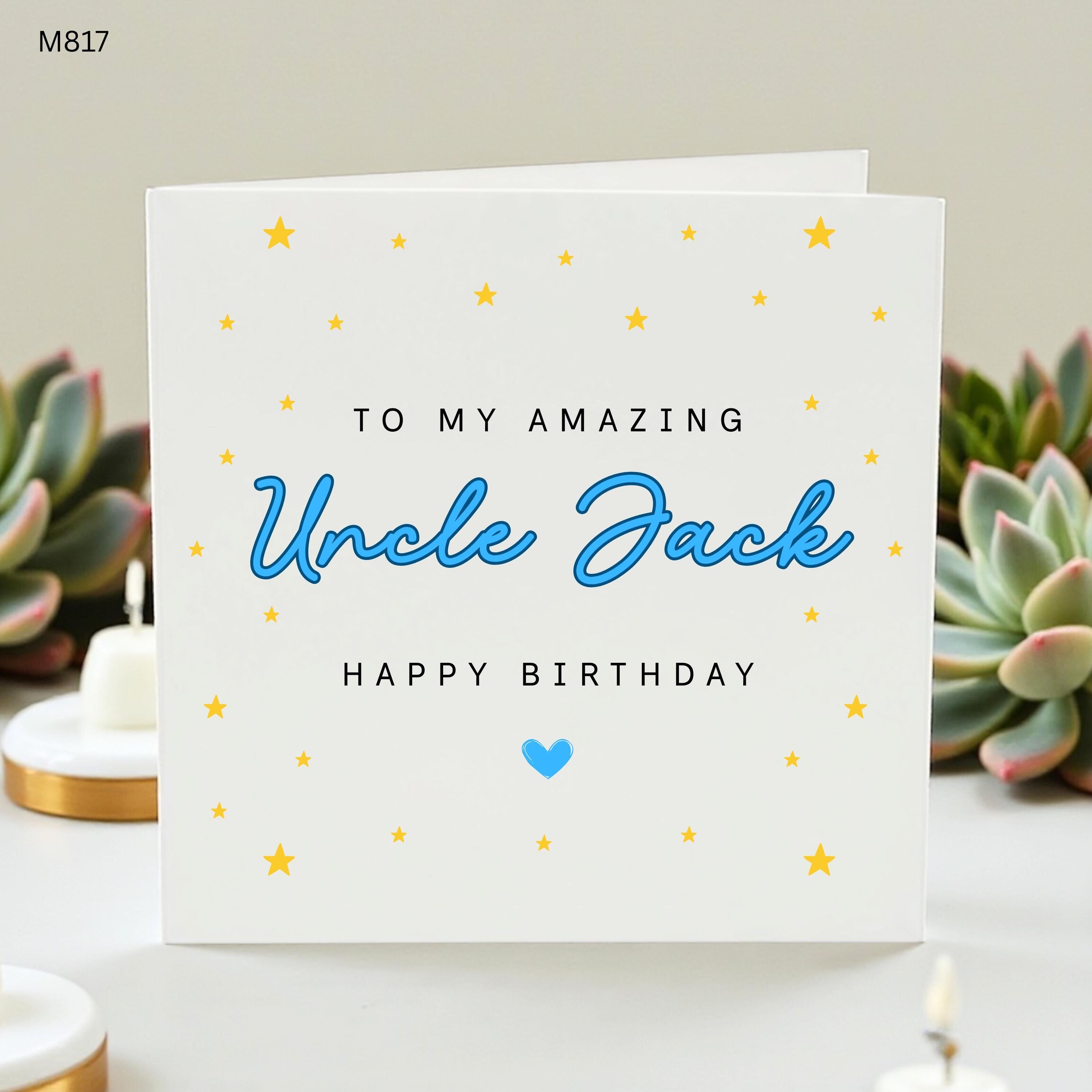 Personalised Uncle Birthday Card, To My Amazing Uncle Card, Custom Name Birthday Card, Uncle Jack Gift From Niece Nephew