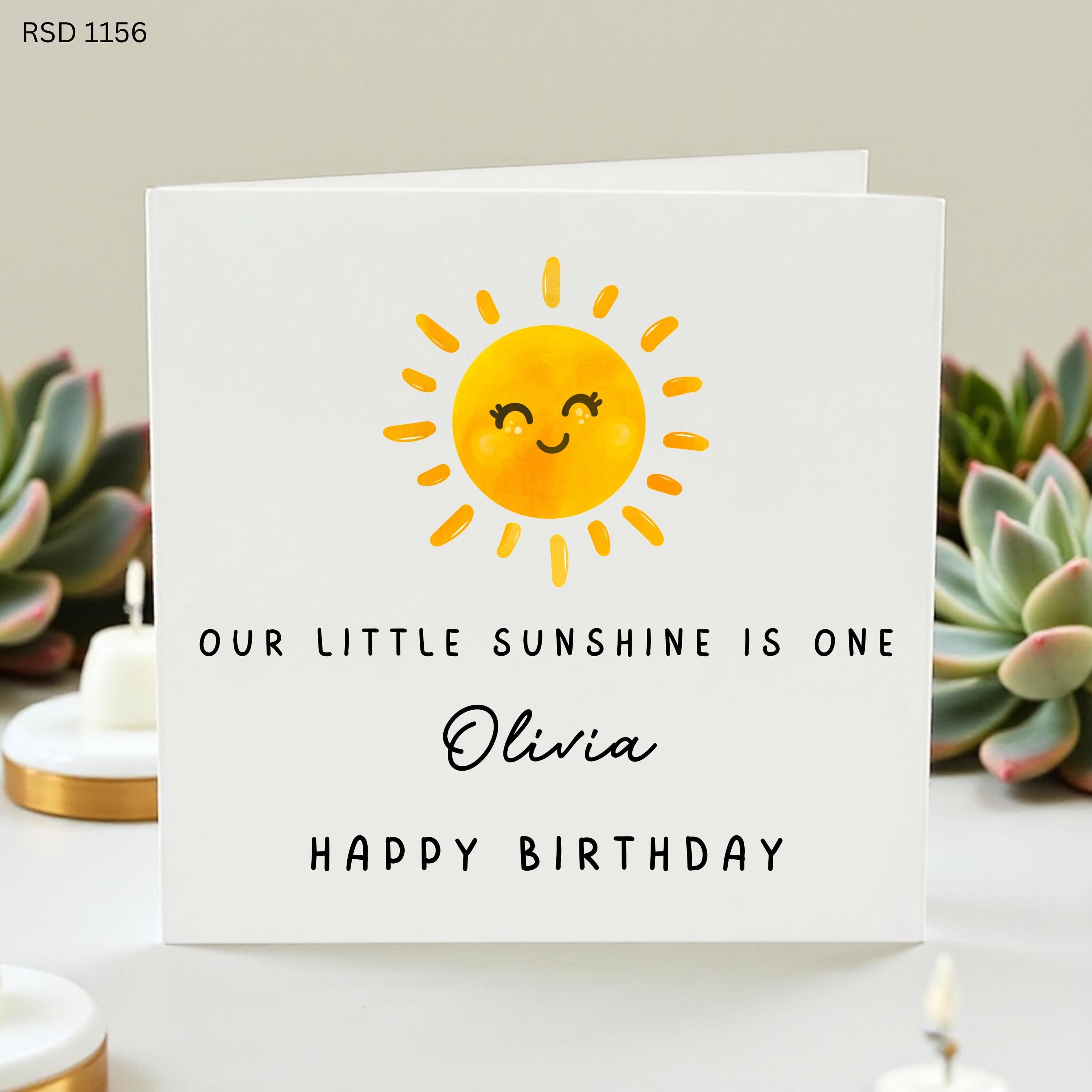 Personalised 1st Birthday Card, Our Little Sunshine Is One, Cute Sun Birthday Card, First Birthday Gift For Girl Boy