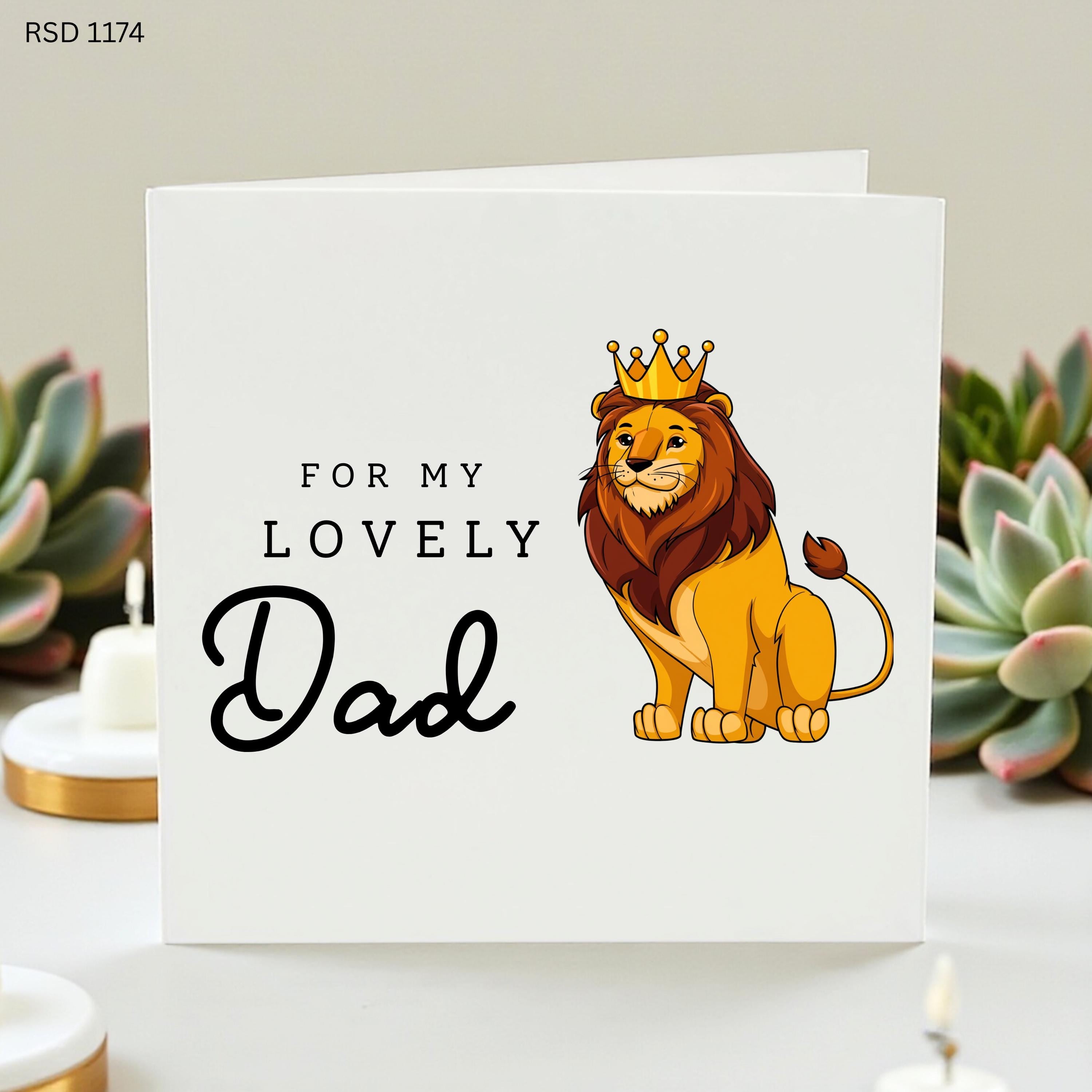 Lovely Dad Birthday Card, Lion King Dad Card, Cute Father Birthday Card From Son Daughter, Dad Gift Card